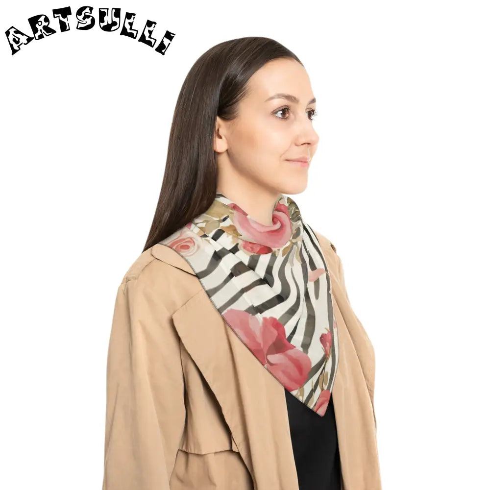 JAKKOUTTHEBXX Pink Floral and Zebra Print Sheer Scarf 2025