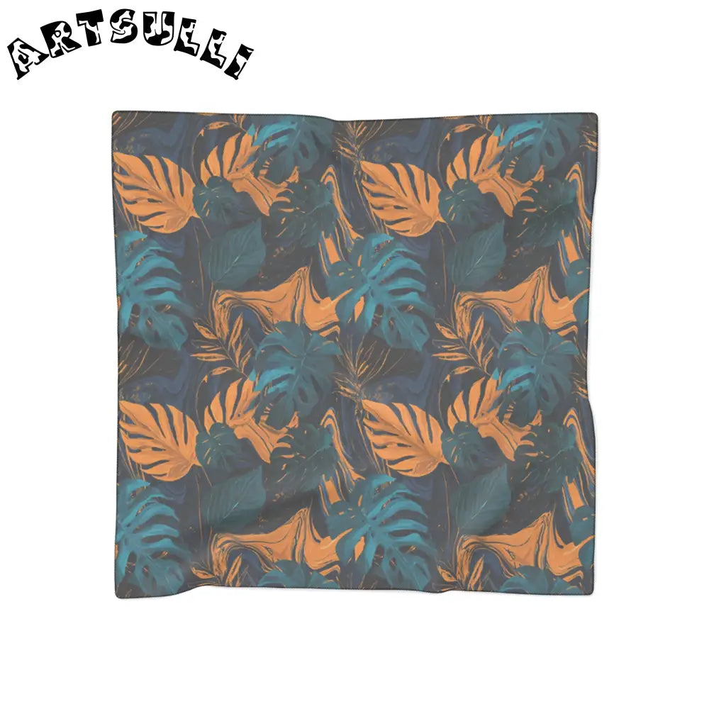 JAKKOUTTHEBXX Dark Tropical Leaf Print Sheer Scarf 2025