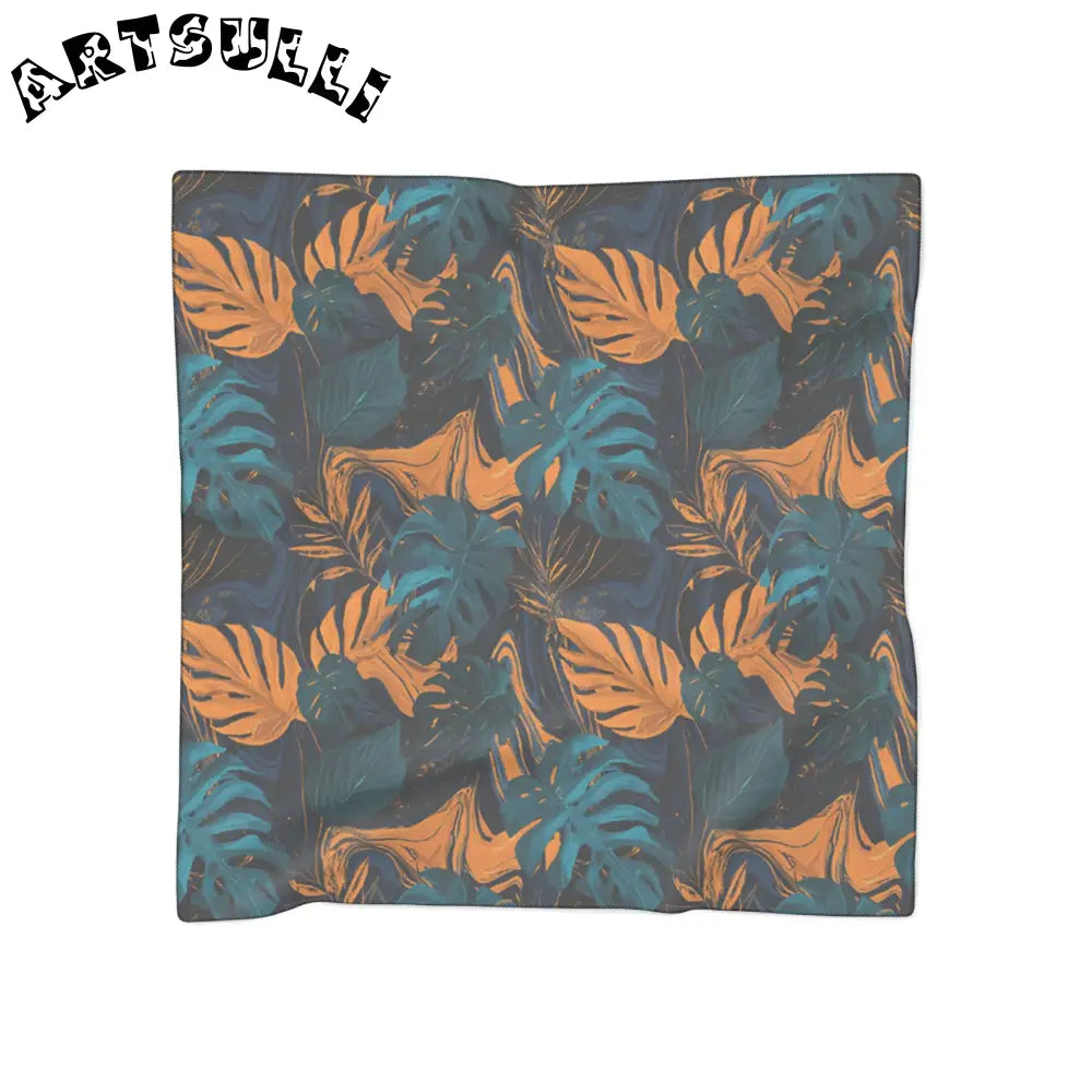 JAKKOUTTHEBXX Dark Tropical Leaf Print Sheer Scarf 2025