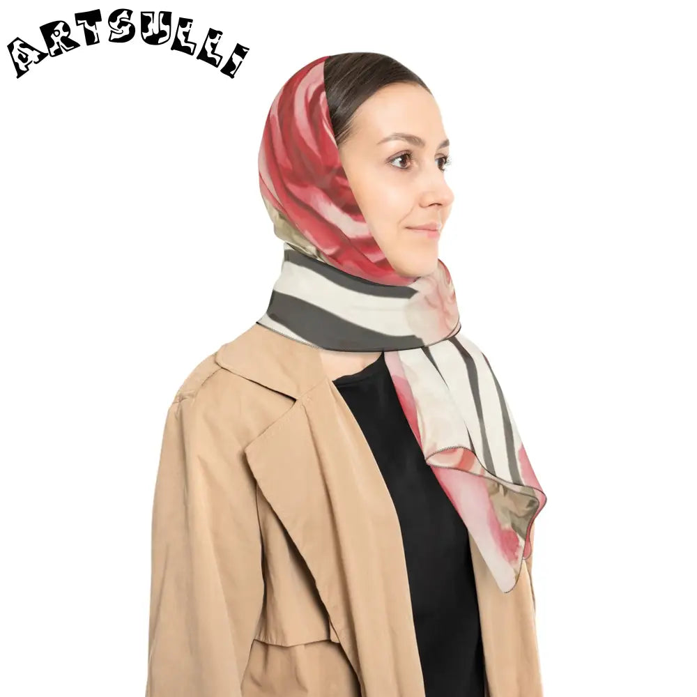 JAKKOUTTHEBXX Pink Floral and Zebra Print Sheer Scarf 2025