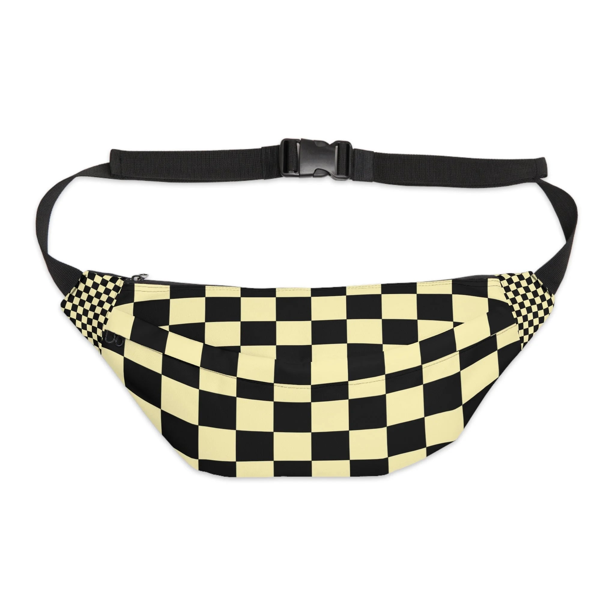Practical Black and Yellow Checkered Fanny Pack, Artsulli - Art is Long, Life is Short, Bags, Size, 8" × 9" × 4'', , , , , 23997686549879195587