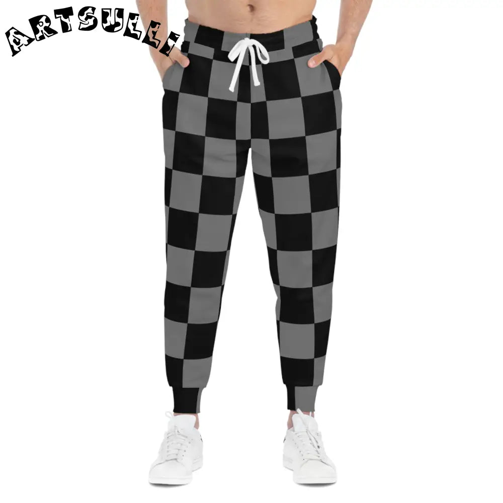 Prime Art Printed Checkered Joggers, Artsulli - Art is Long, Life is Short, All Over Prints, , , , , , , 