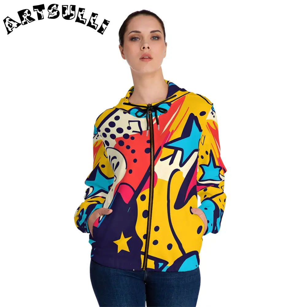 Print x Paint Womens Zip Hoodie, Artsulli - Art is Long, Life is Short, All Over Prints, , , , , , , 