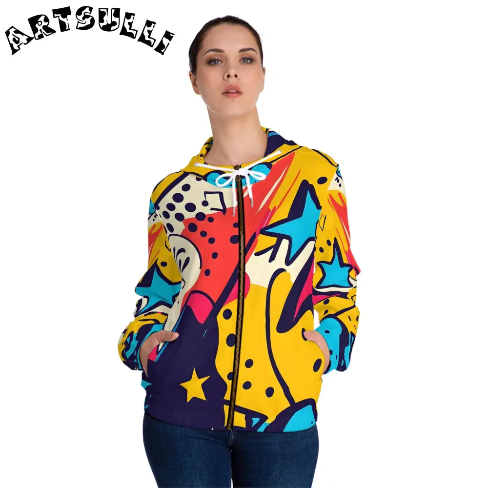Print x Paint Womens Zip Hoodie, Artsulli - Art is Long, Life is Short, All Over Prints, , , , , , , 