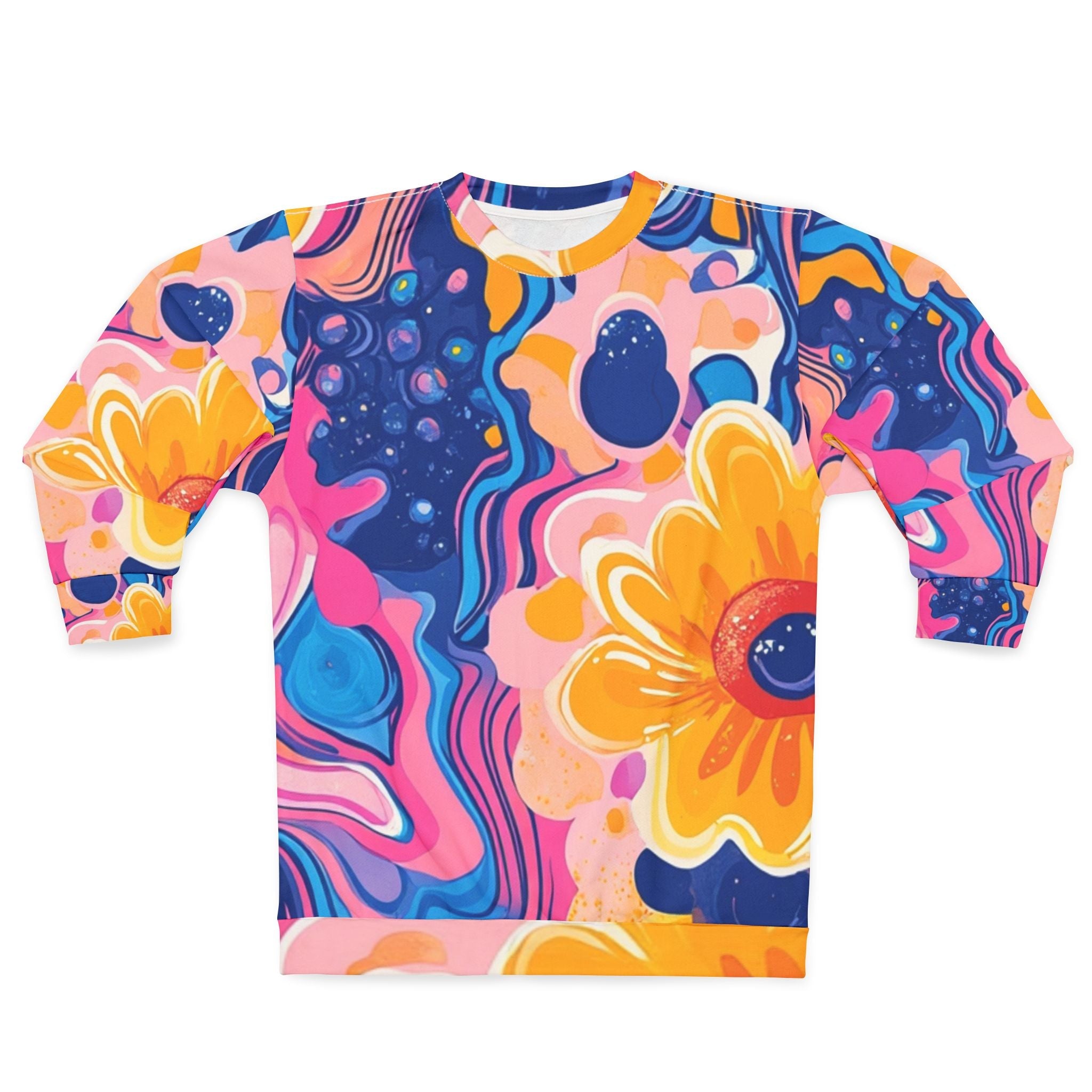 Psychedelic Floral Abstract Sweatshirt, Artsulli - Art is Long, Life is Short, All Over Prints, Size, XS, , , , , 32362037129869679127