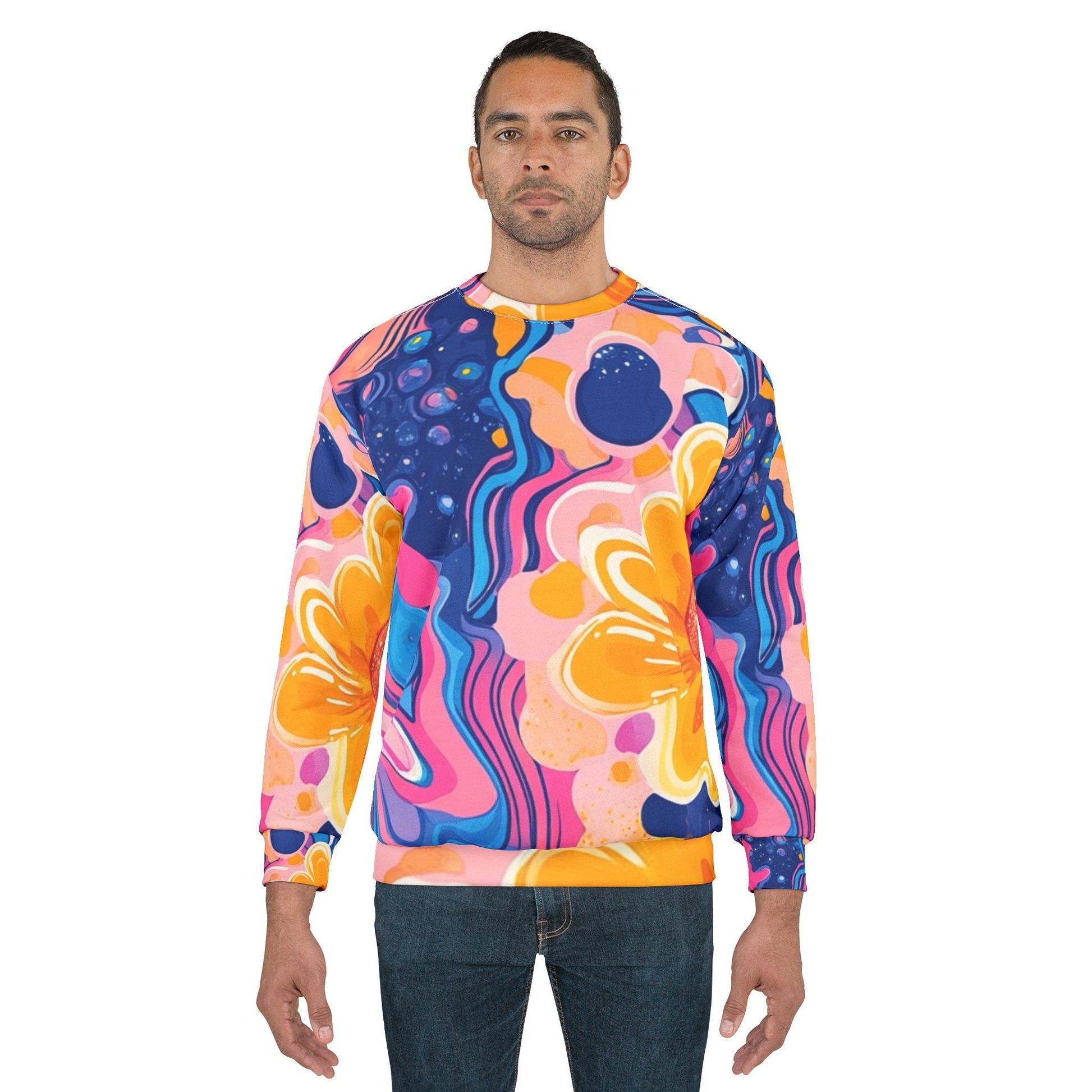 Psychedelic Floral Abstract Sweatshirt, Artsulli - Art is Long, Life is Short, All Over Prints, , , , , , , 