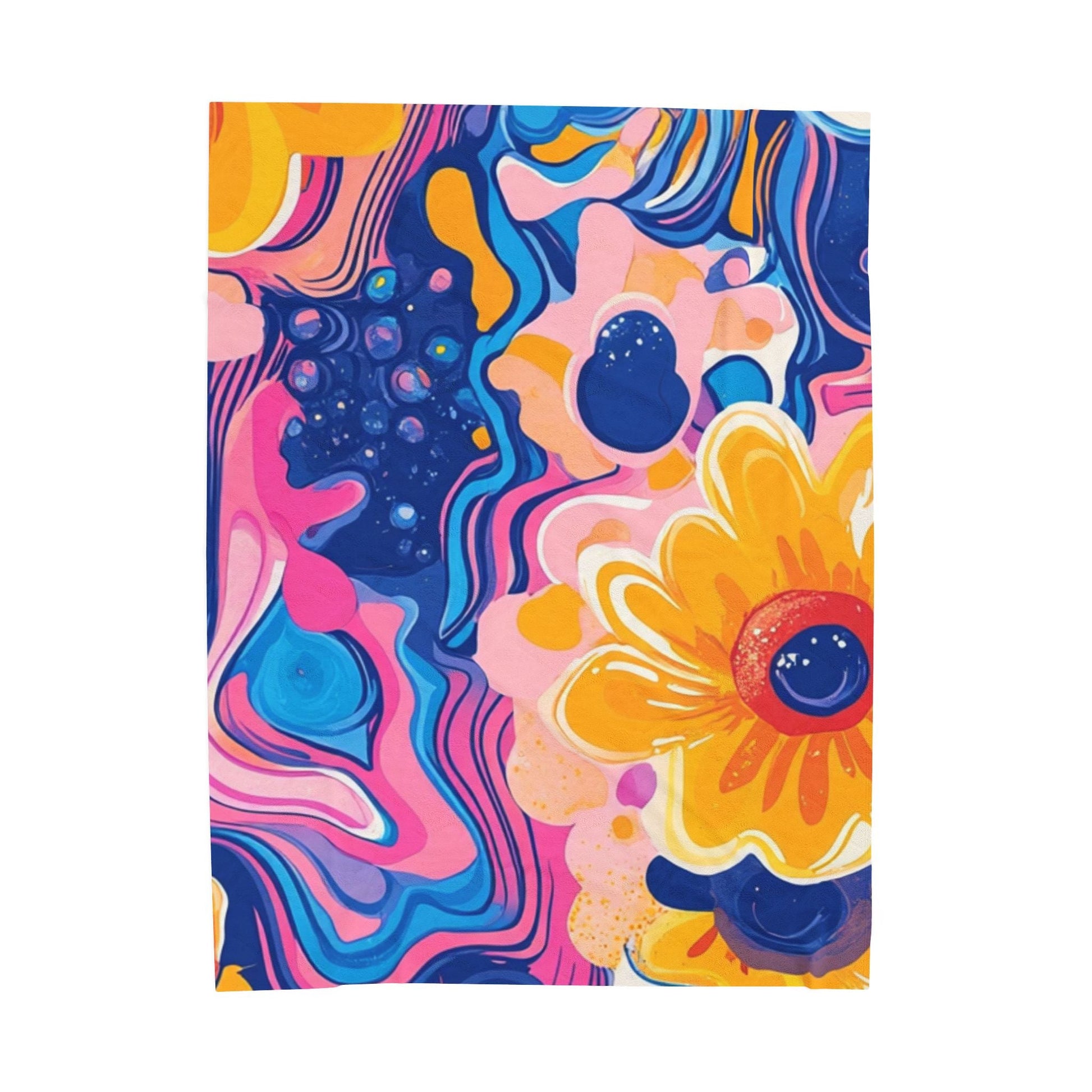 Psychedelic Floral Velveteen Blanket, Artsulli - Art is Long, Life is Short, All Over Prints, Size, 60" × 80", , , , , 63757929049655209671