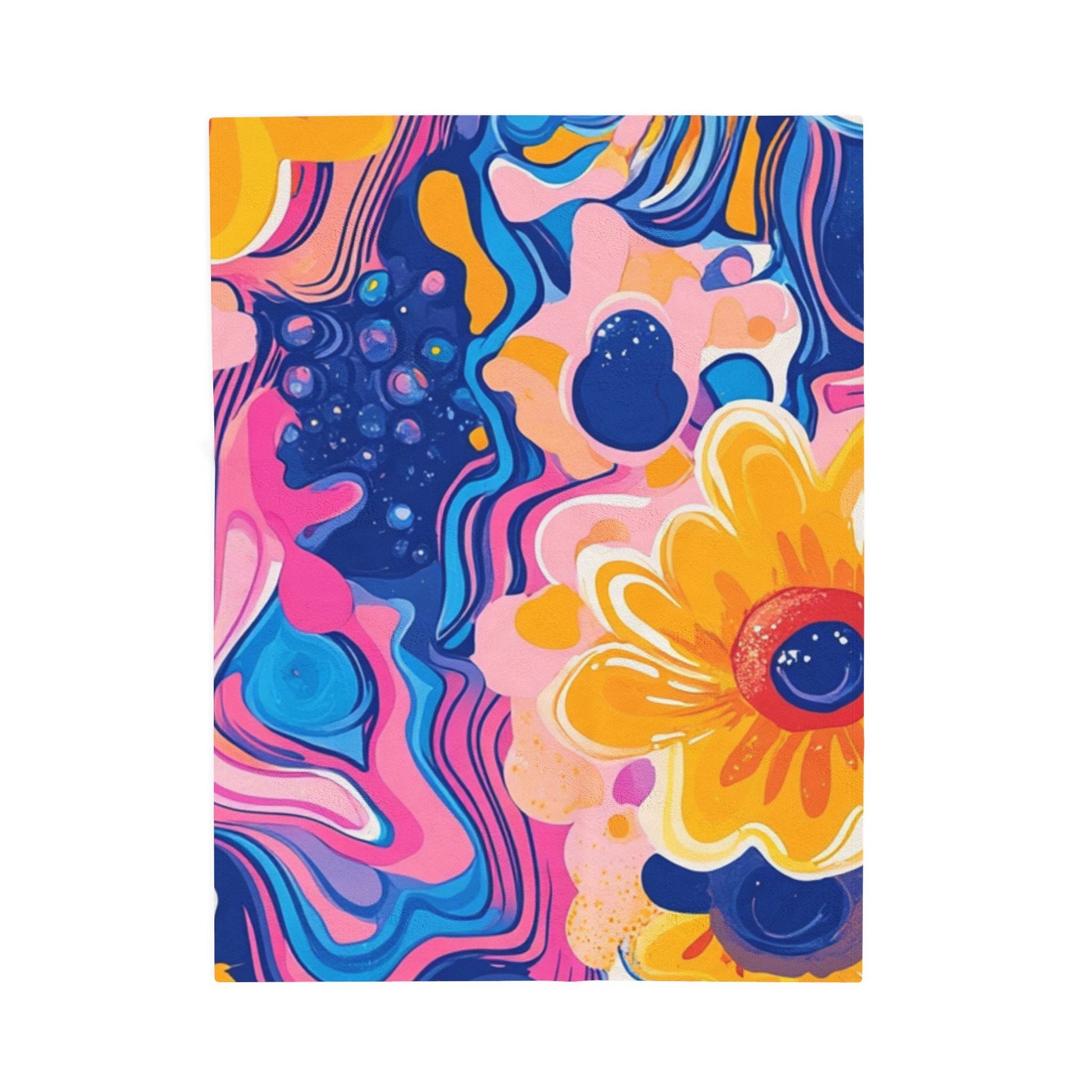 Psychedelic Floral Velveteen Blanket, Artsulli - Art is Long, Life is Short, All Over Prints, Size, 30" × 40", , , , , 26452315406096055182