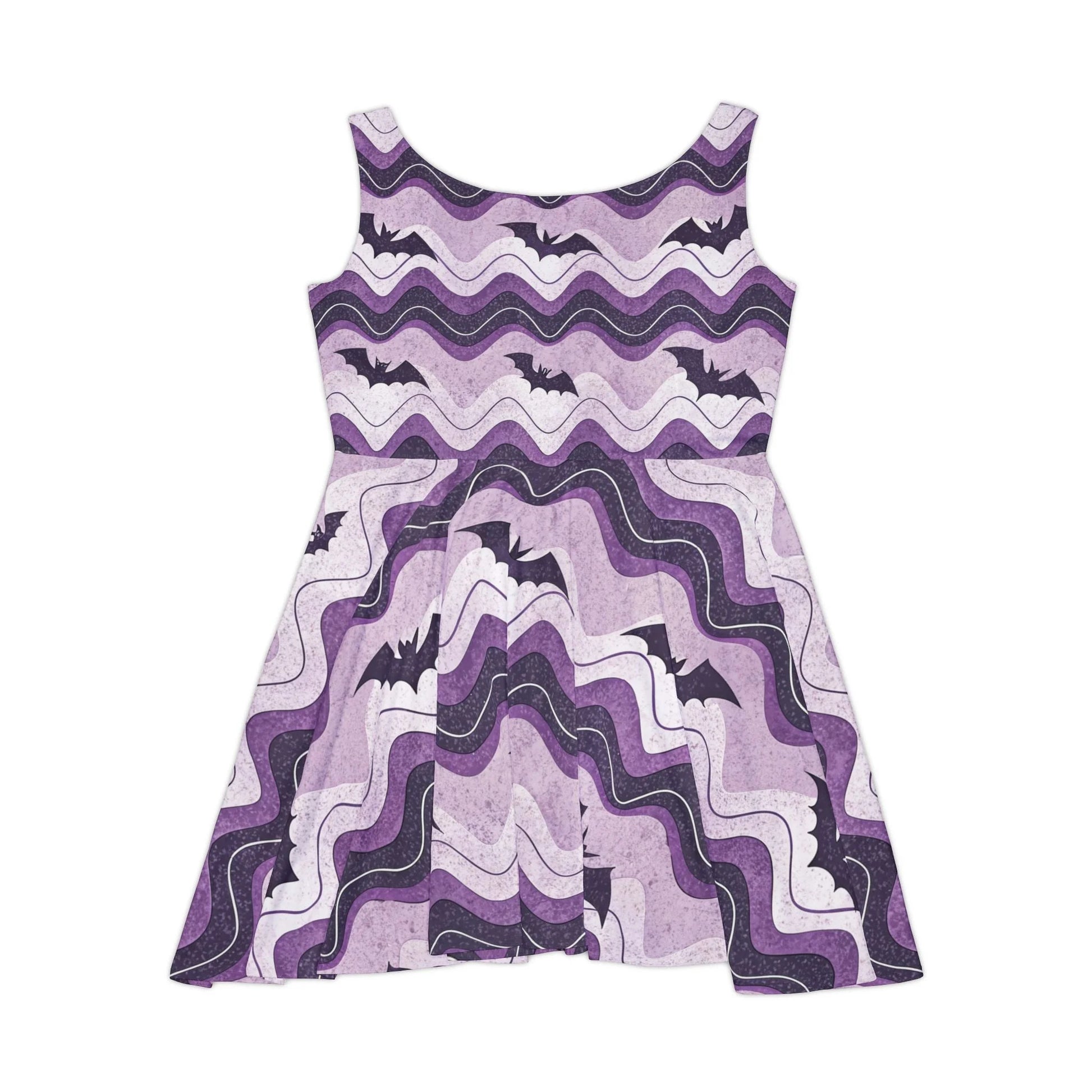 Purple and Black Bat Custom Skater Dress, Artsulli - Art is Long, Life is Short, All Over Prints, , , , , , , 