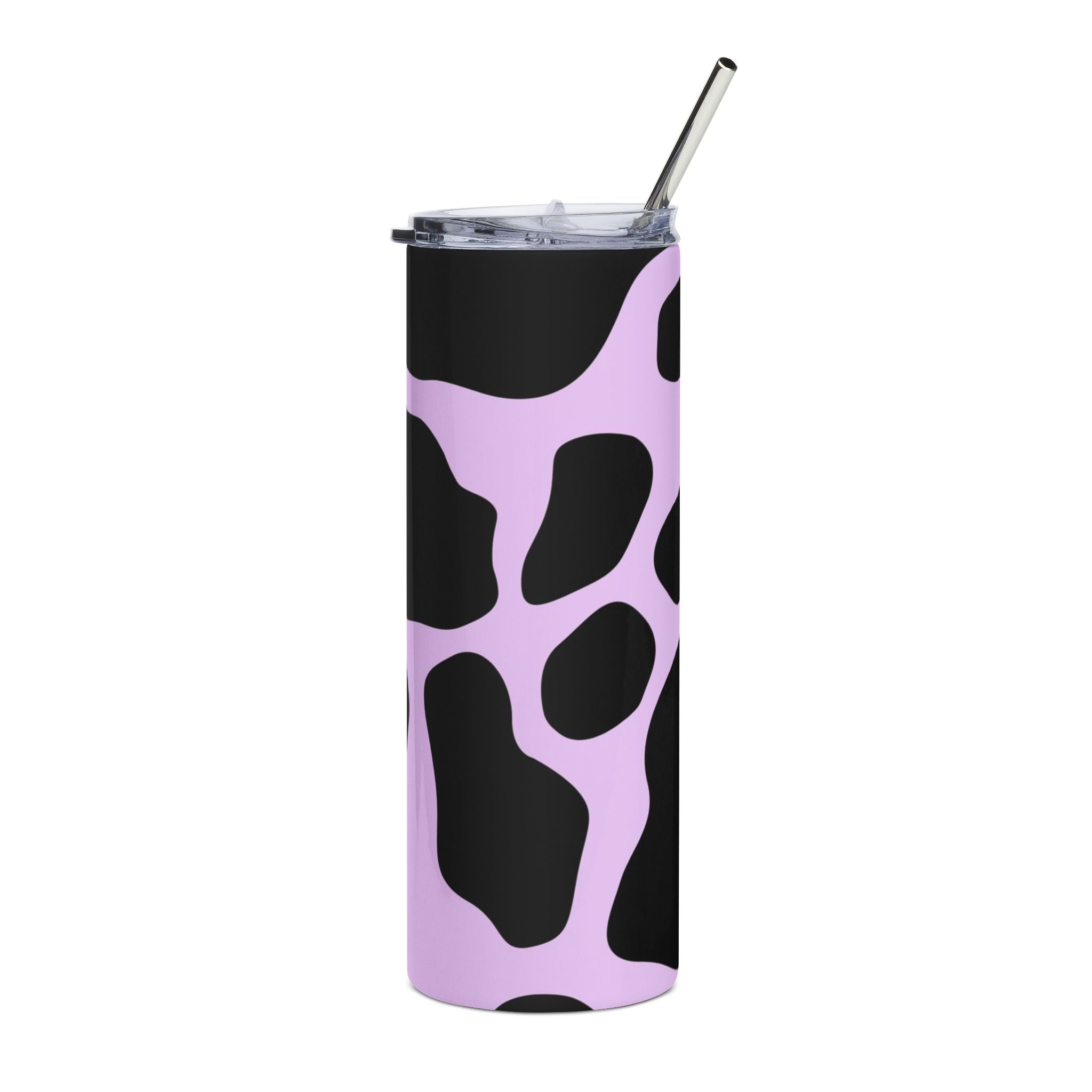 Purple and Black Cow Print Stainless Steel Tumbler, Artsulli - Art is Long, Life is Short, Mug, Size, 20oz, Color, White, , , 18681672186972566411