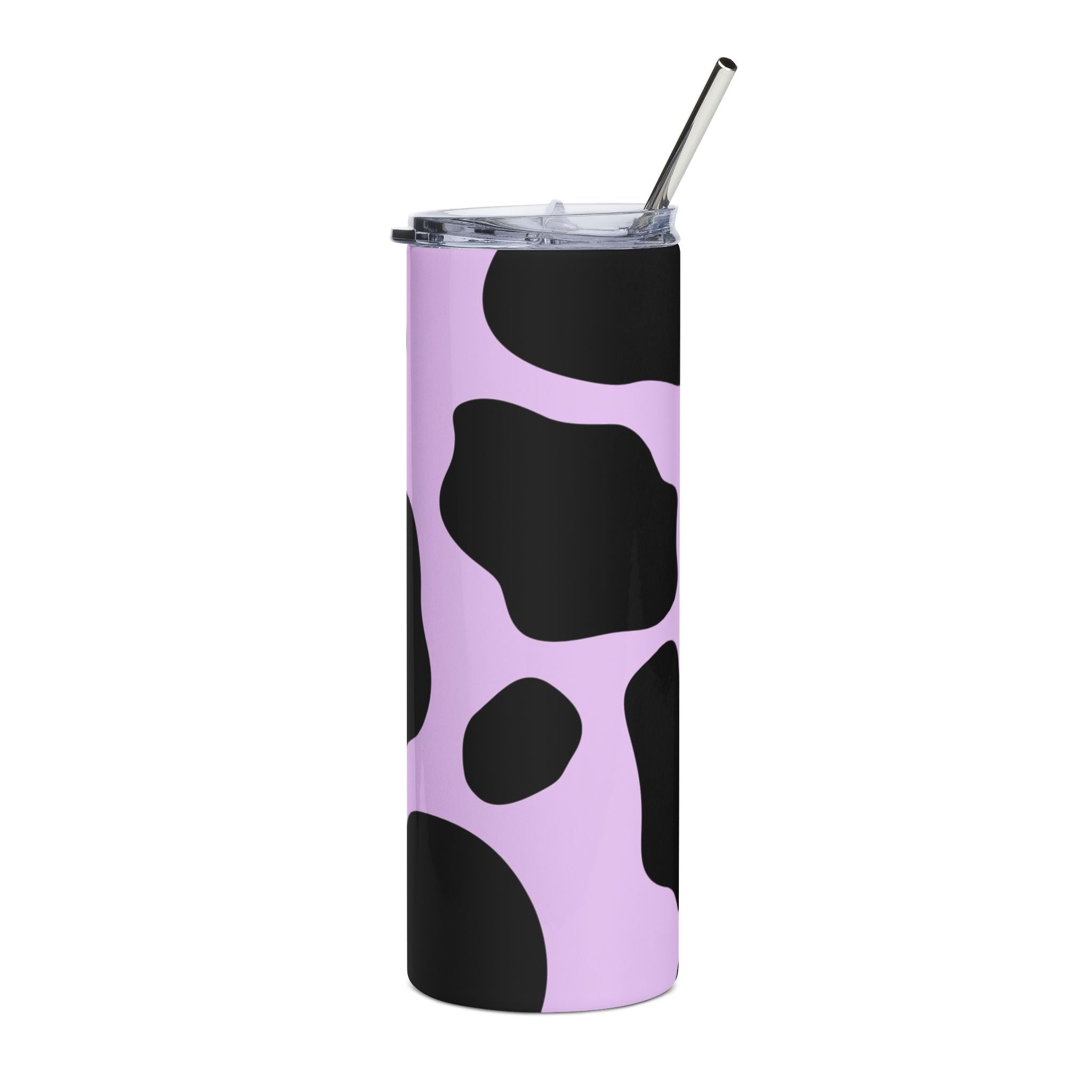 Purple and Black Cow Print Stainless Steel Tumbler, Artsulli - Art is Long, Life is Short, Mug, , , , , , , 