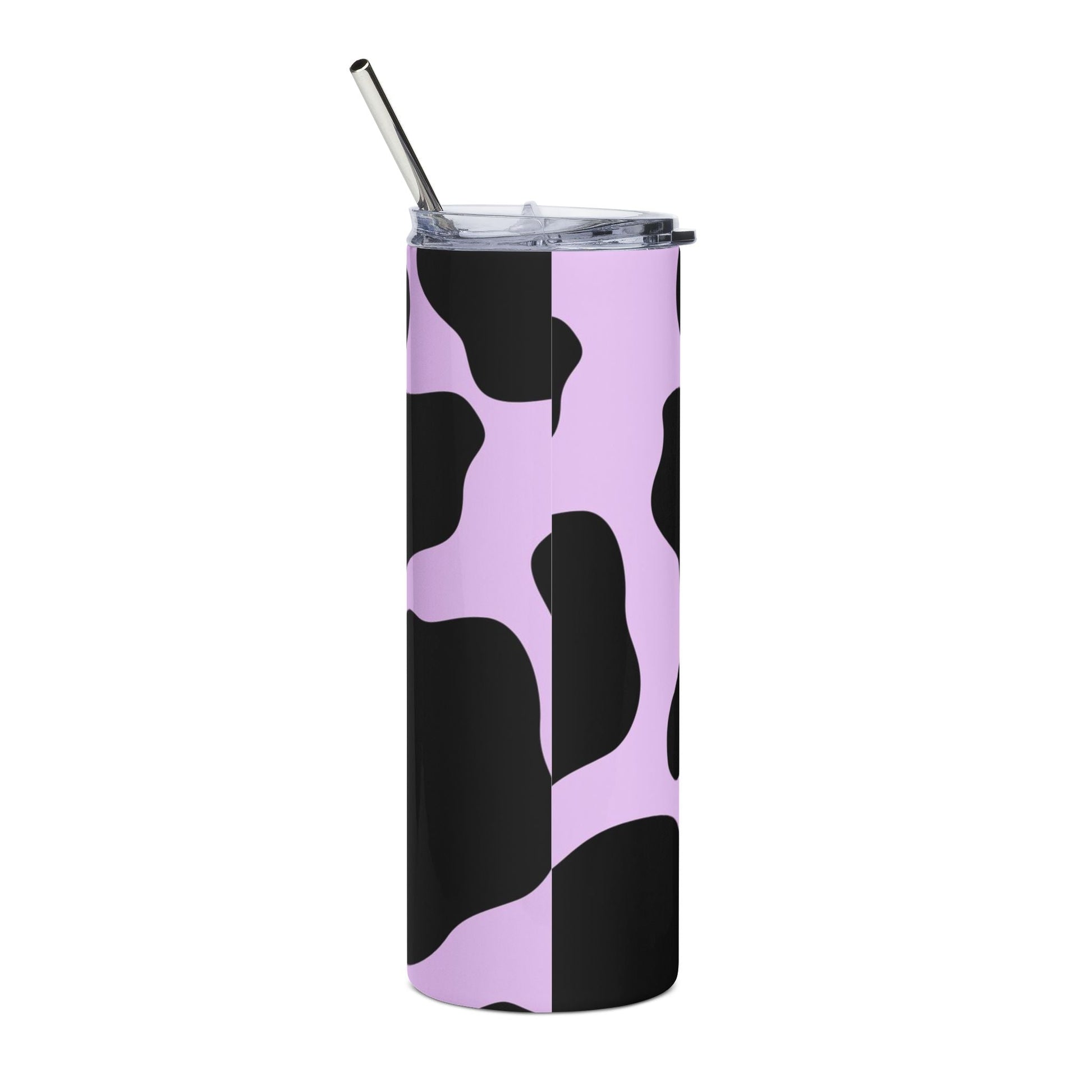 Purple and Black Cow Print Stainless Steel Tumbler, Artsulli - Art is Long, Life is Short, Mug, , , , , , , 