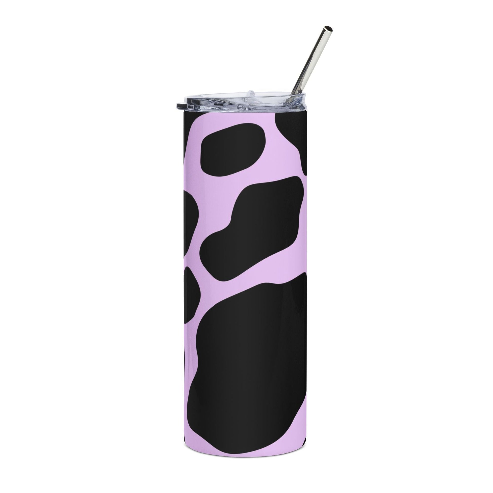 Purple and Black Cow Print Stainless Steel Tumbler, Artsulli - Art is Long, Life is Short, Mug, , , , , , , 