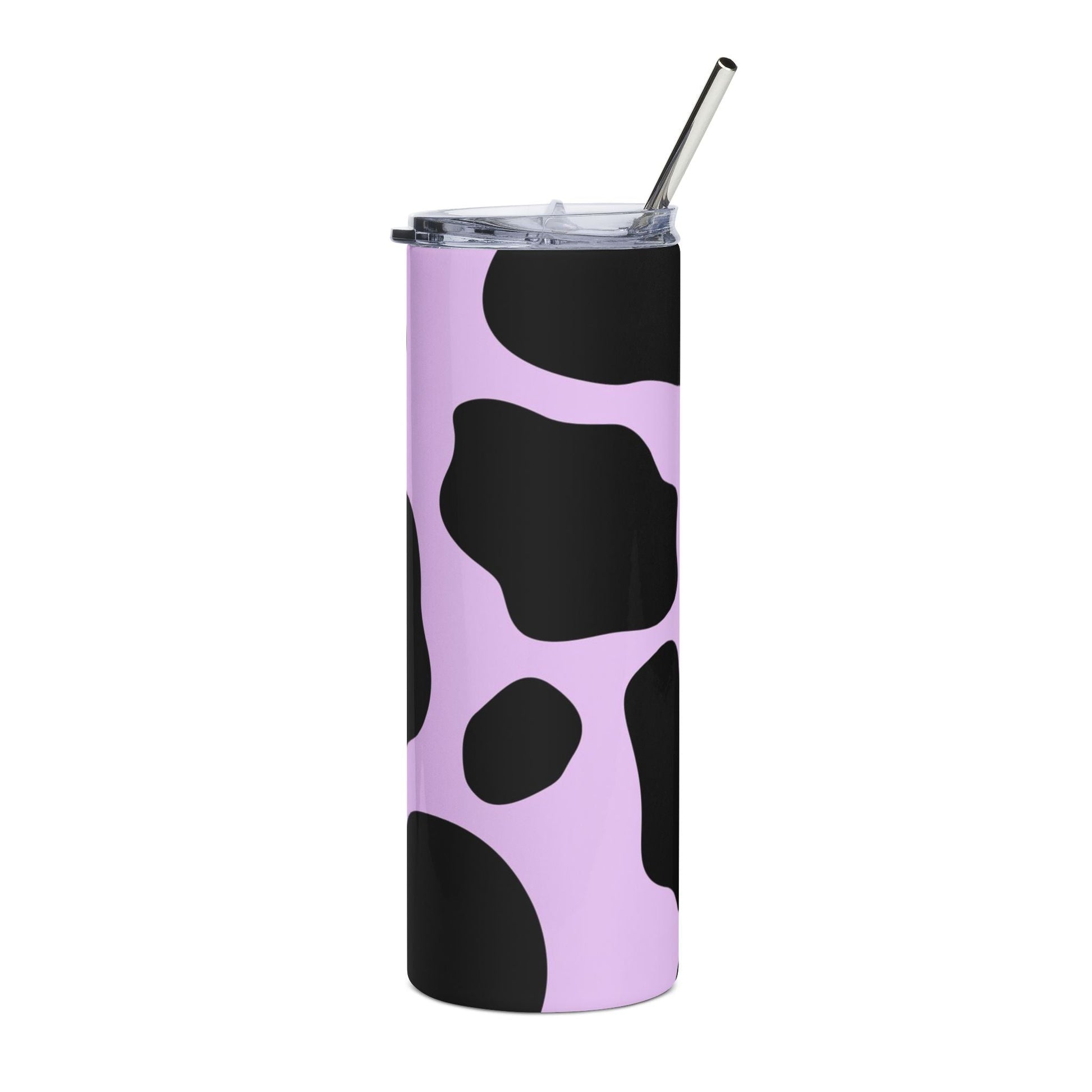 Purple and Black Cow Print Stainless Steel Tumbler, Artsulli - Art is Long, Life is Short, Mug, , , , , , , 