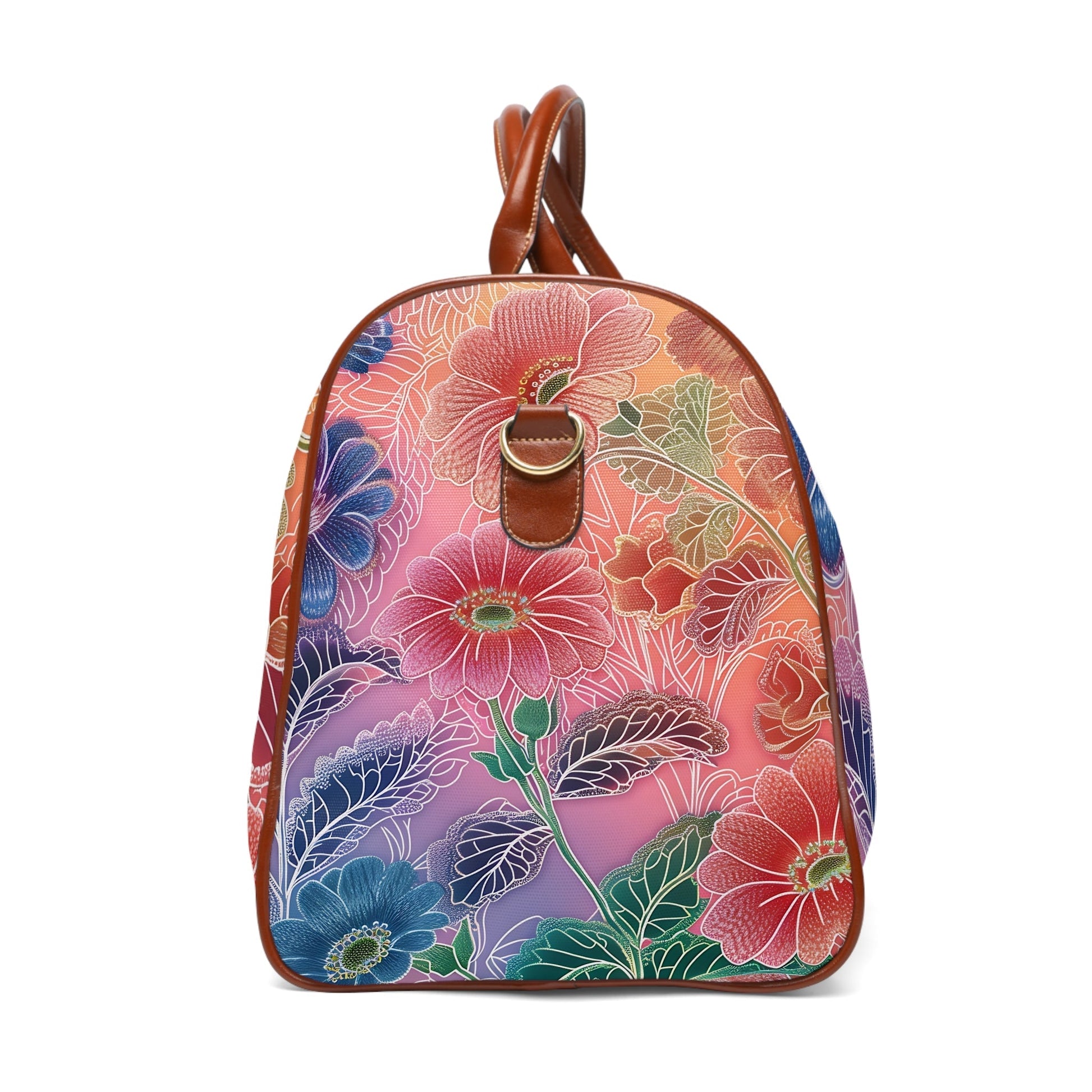 Purple and Blue Floral Waterproof Travel Bag, Artsulli - Art is Long, Life is Short, Bags, , , , , , , 