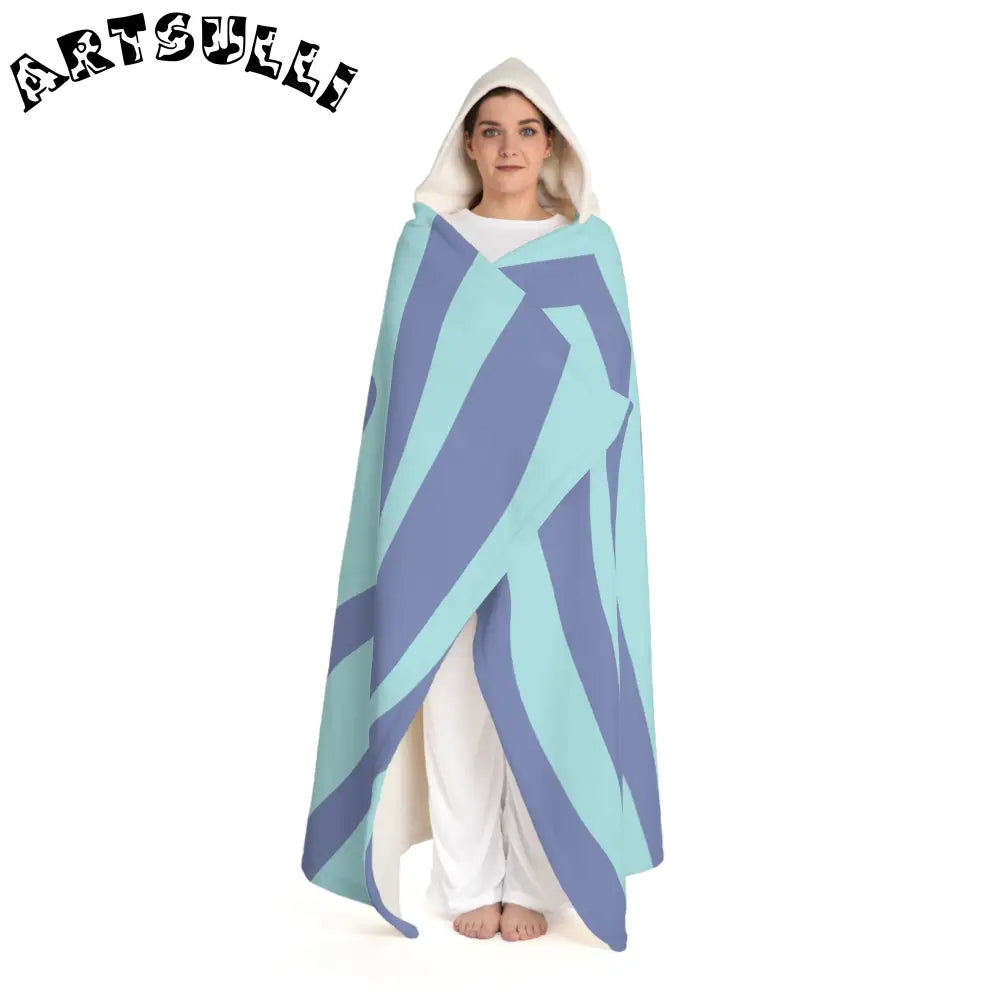 Purple and Blue Stripe Hooded Sherpa Blanket, Artsulli - Art is Long, Life is Short, All Over Prints, , , , , , , 