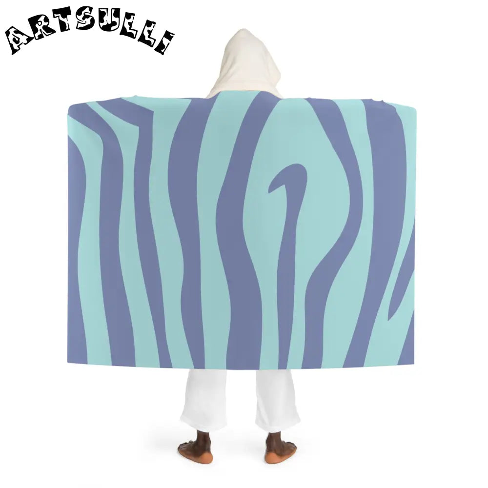 Purple and Blue Stripe Hooded Sherpa Blanket, Artsulli - Art is Long, Life is Short, All Over Prints, , , , , , , 
