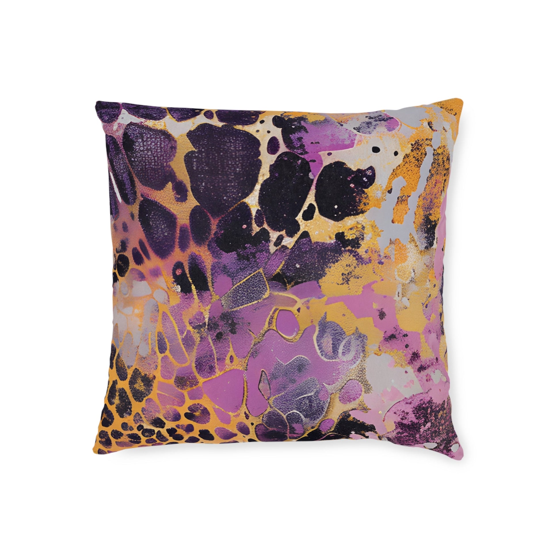 JAKKOUTTHEBXX Purple and Gold Abstract Art Throw Pillow 2025