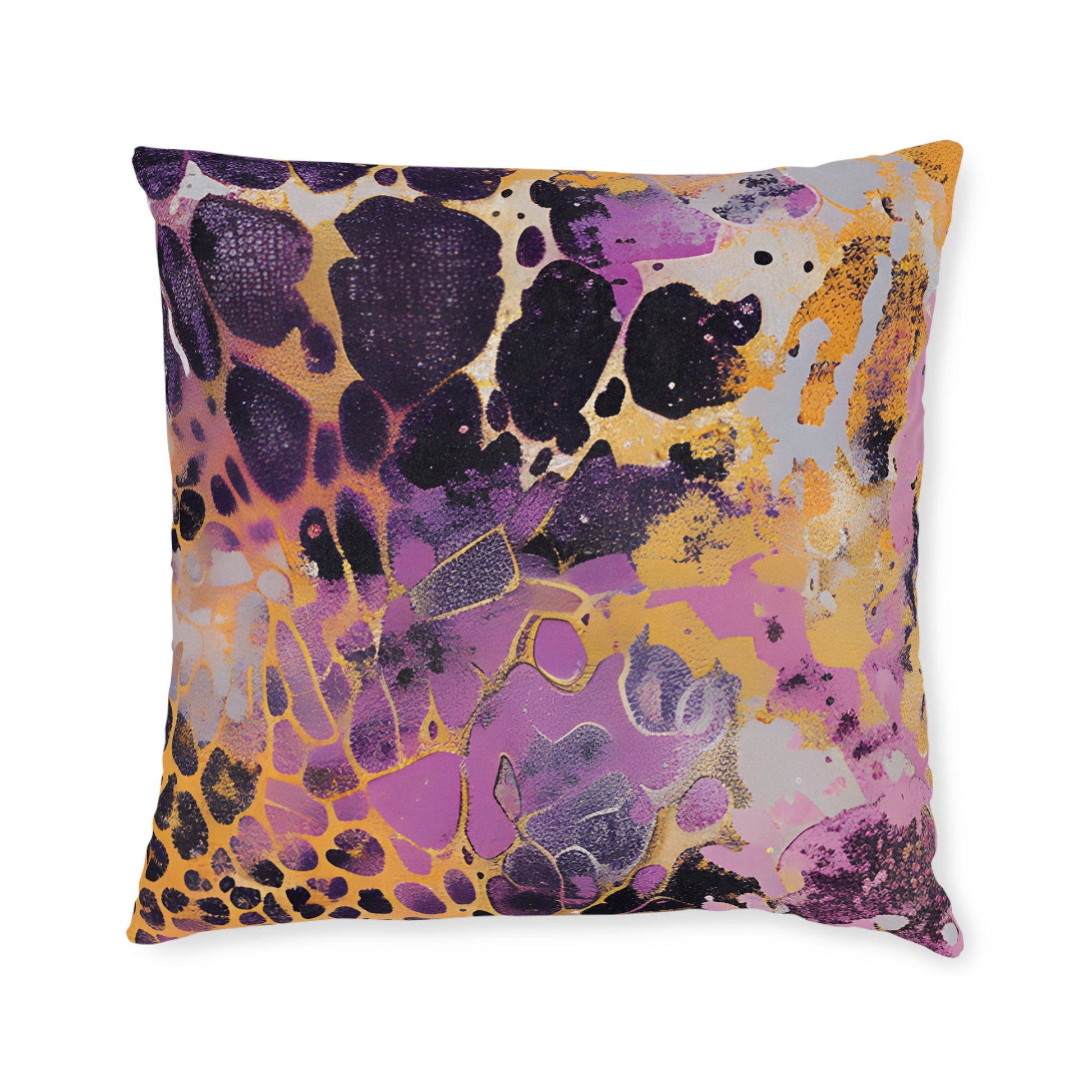 JAKKOUTTHEBXX Purple and Gold Abstract Art Throw Pillow 2025