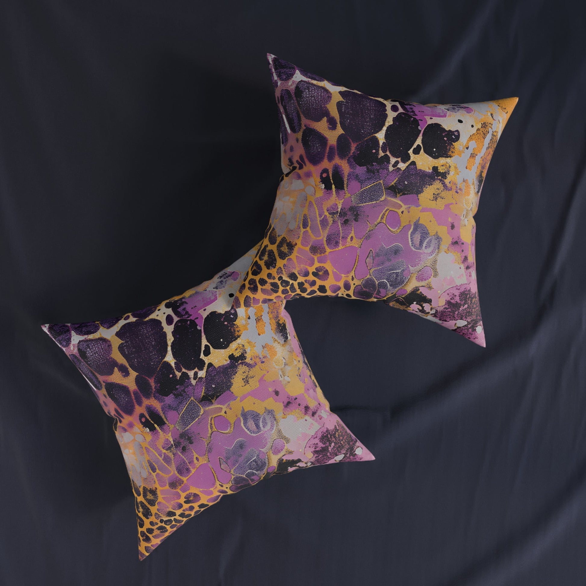 JAKKOUTTHEBXX Purple and Gold Abstract Art Throw Pillow 2025