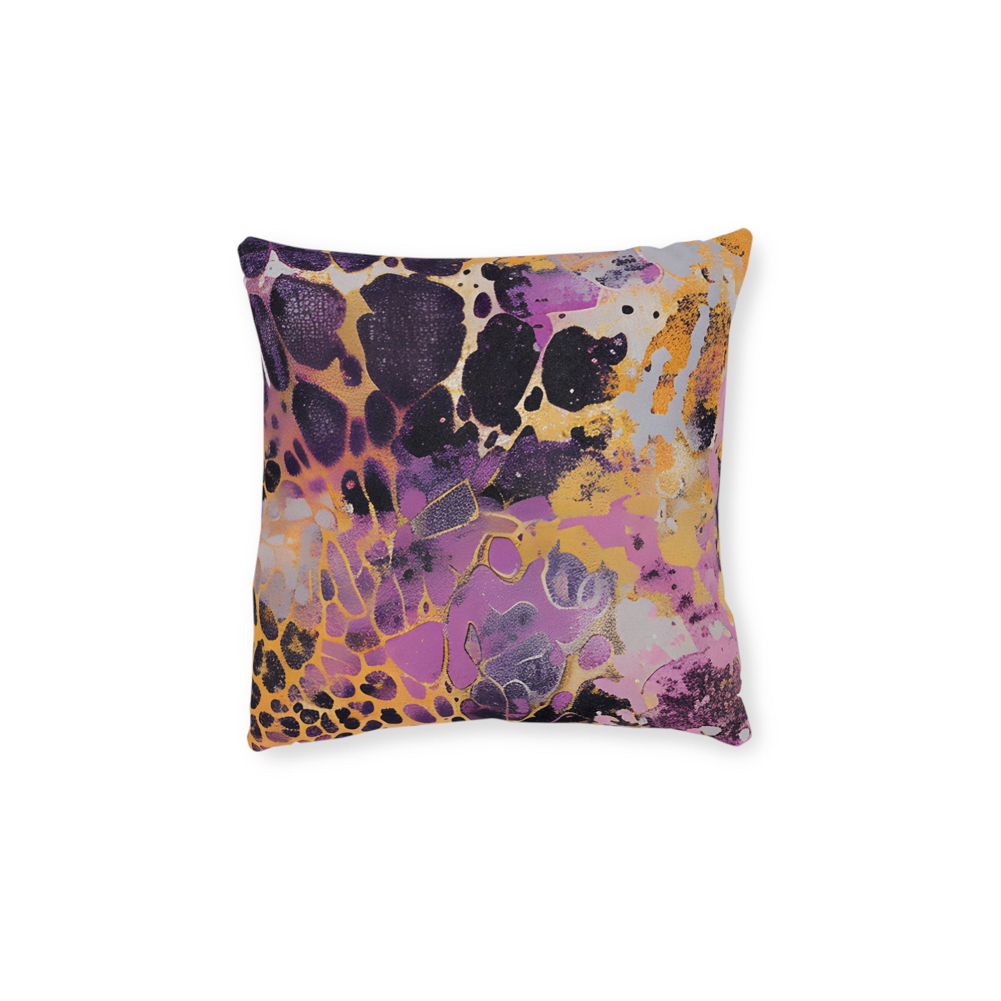 JAKKOUTTHEBXX Purple and Gold Abstract Art Throw Pillow 2025