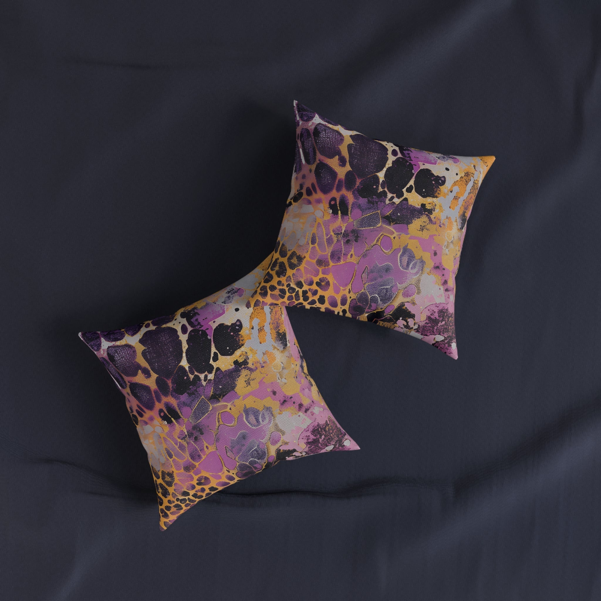 JAKKOUTTHEBXX Purple and Gold Abstract Art Throw Pillow 2025