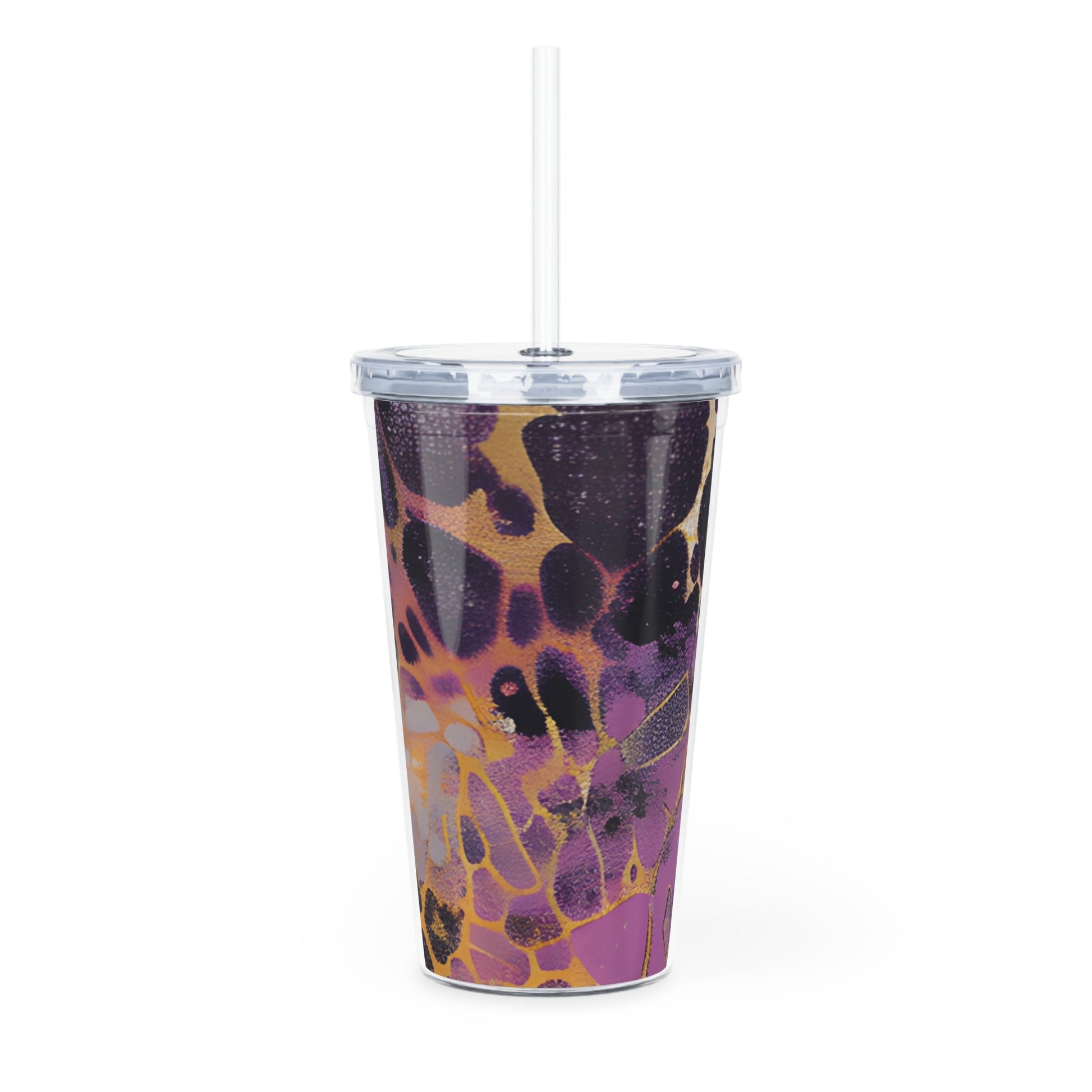 JAKKOUTTHEBXX Purple and Gold Abstract Plastic Tumbler 2025