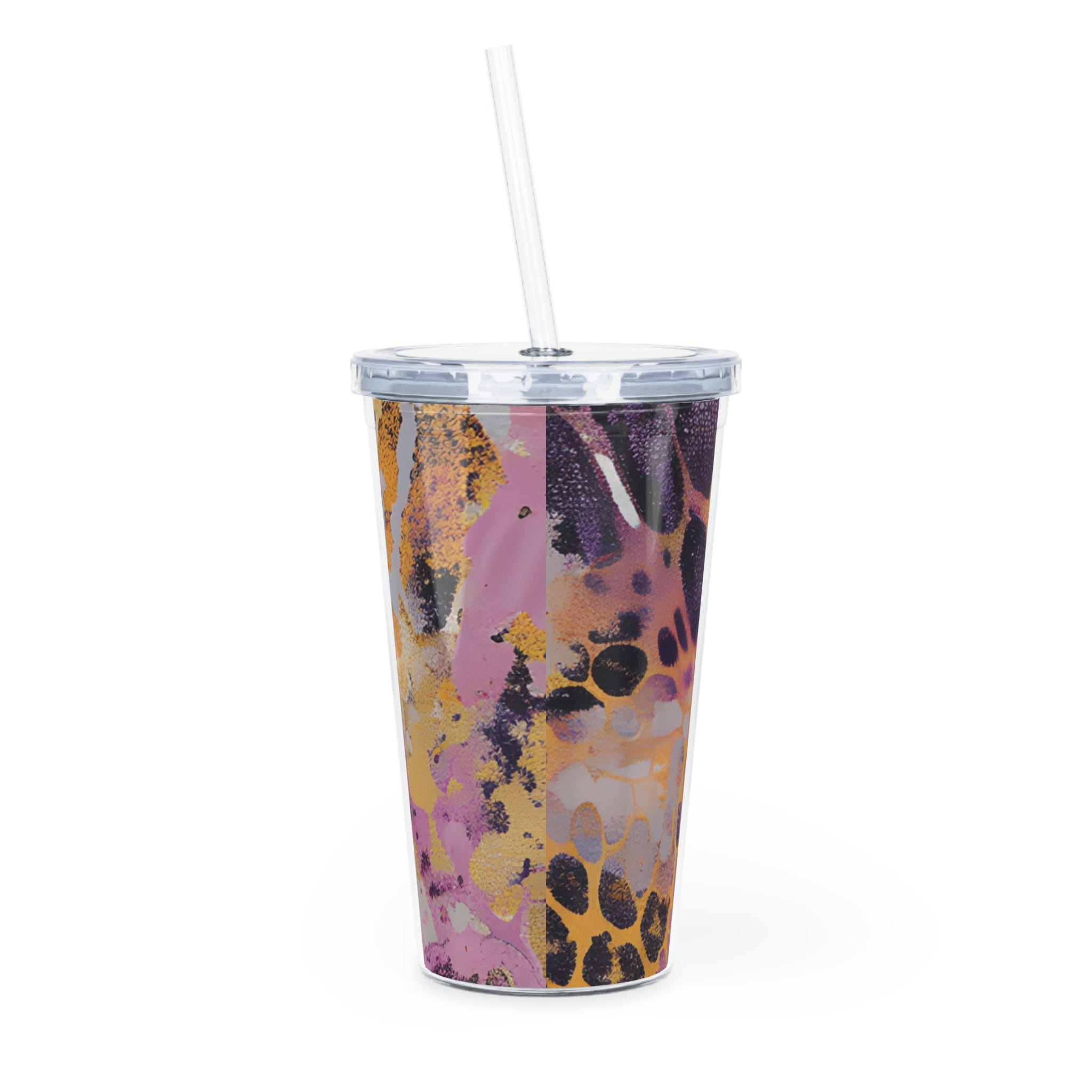 JAKKOUTTHEBXX Purple and Gold Abstract Plastic Tumbler 2025