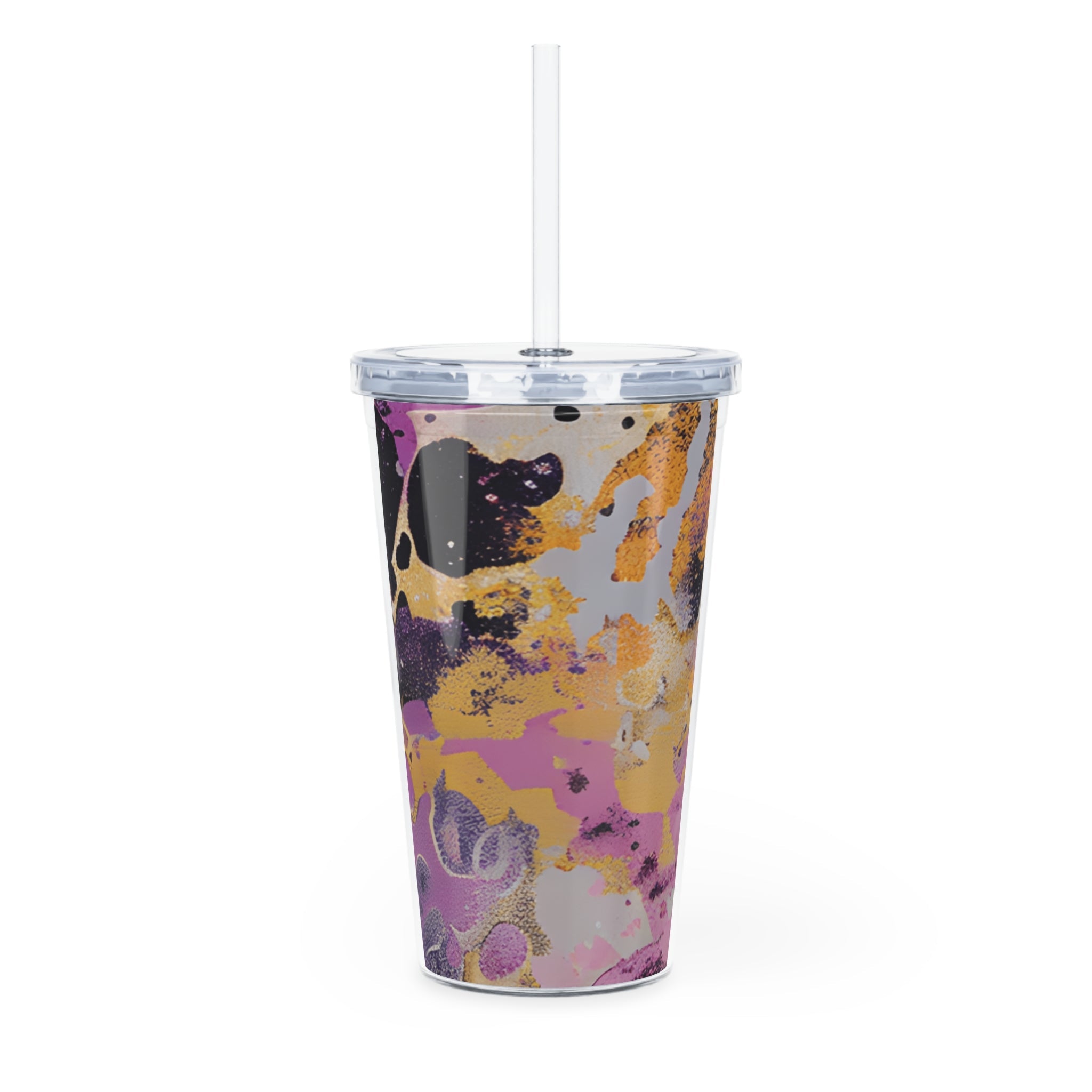 JAKKOUTTHEBXX Purple and Gold Abstract Plastic Tumbler 2025