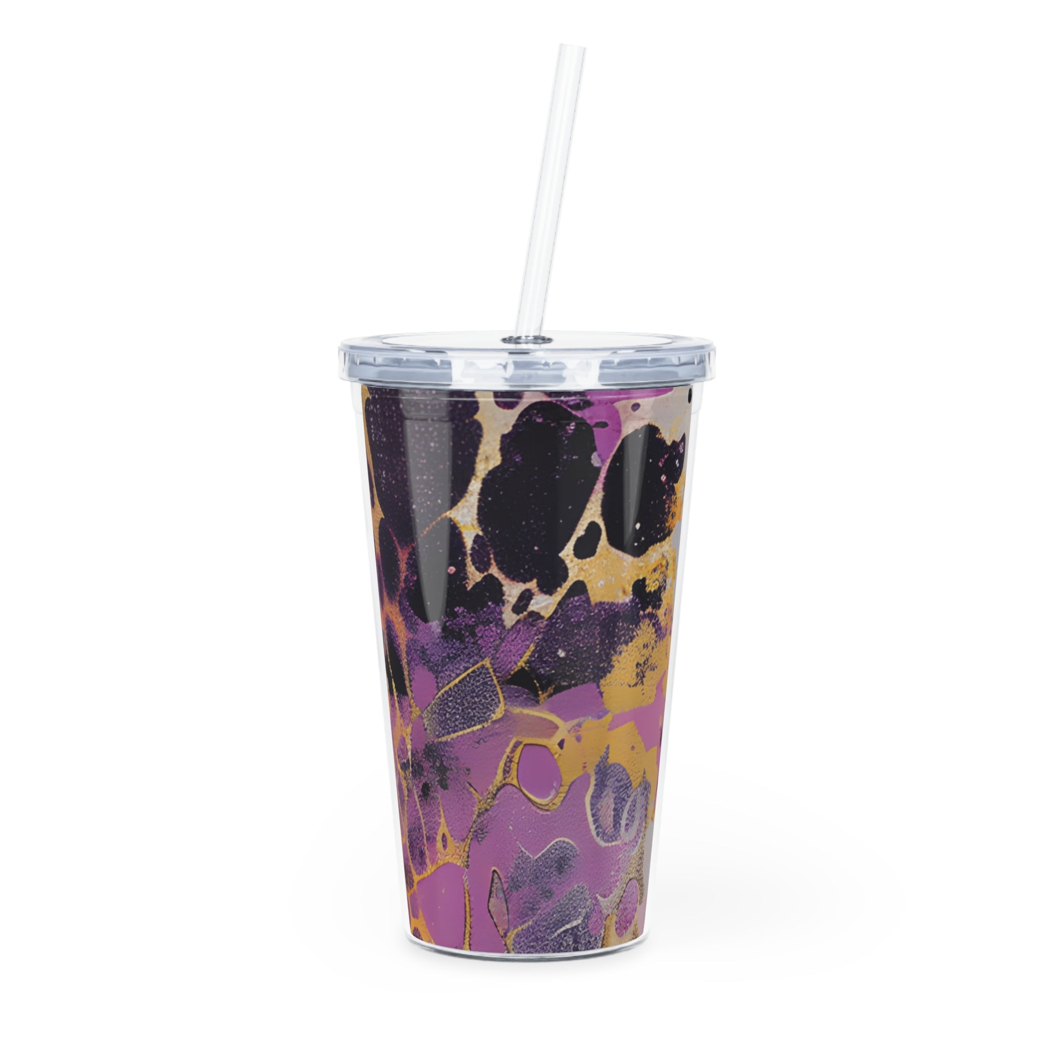 JAKKOUTTHEBXX Purple and Gold Abstract Plastic Tumbler 2025