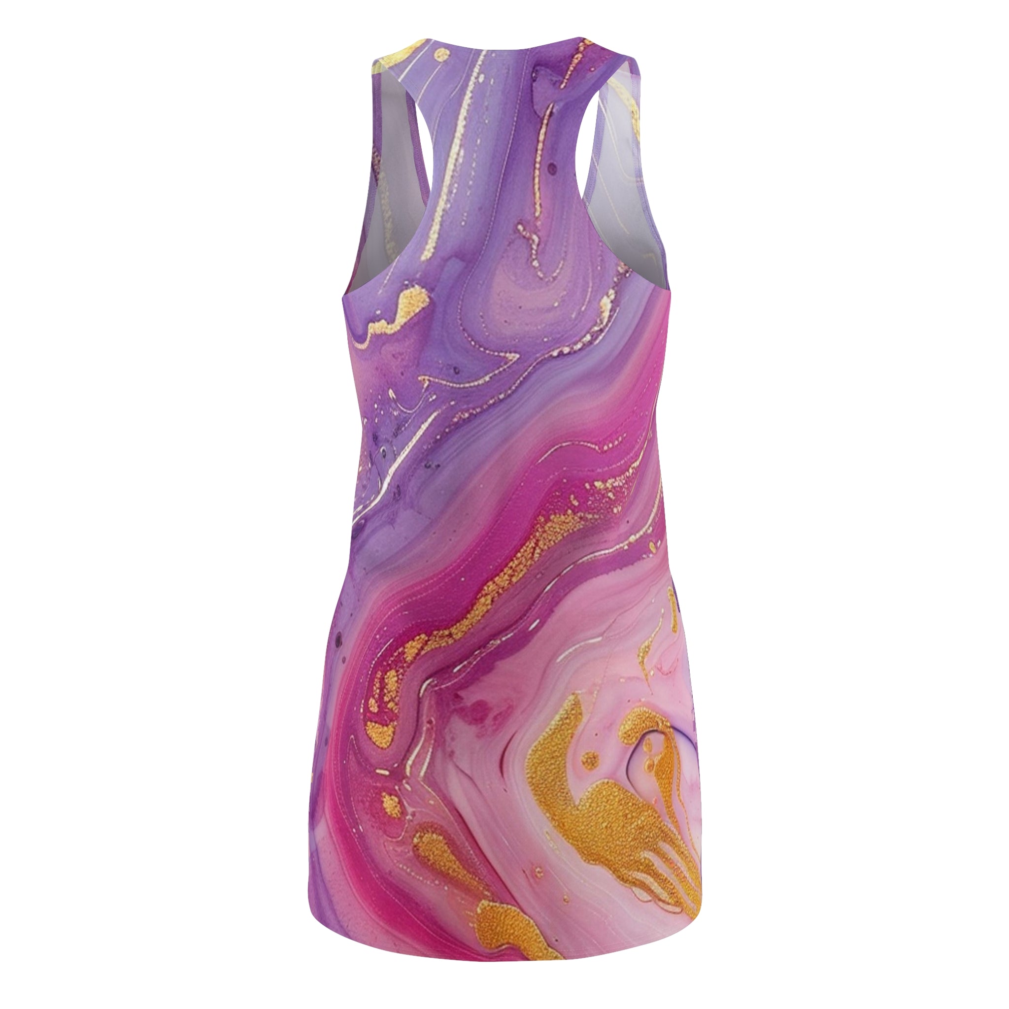 Purple and Gold Marble Racerback Dress, Artsulli - Art is Long, Life is Short, All Over Prints, , , , , , , 