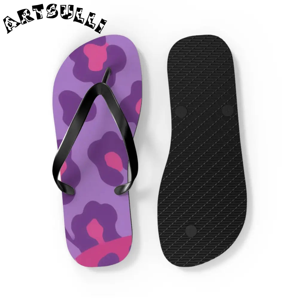 Purple and Pink Abstract Flip Flops, Artsulli - Art is Long, Life is Short, Shoes, , , , , , , 