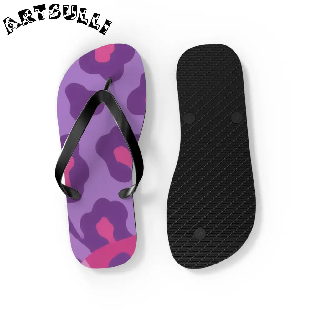 Purple and Pink Abstract Flip Flops, Artsulli - Art is Long, Life is Short, Shoes, , , , , , , 
