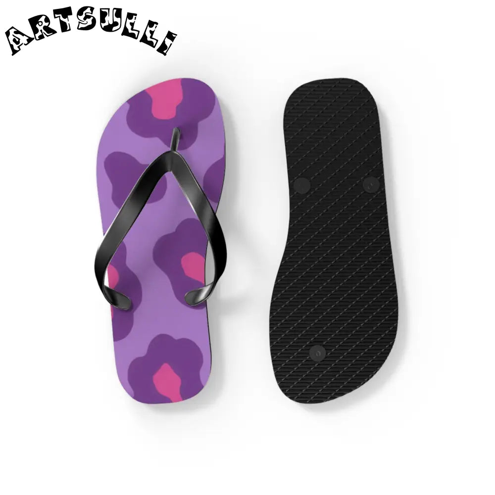 Purple and Pink Abstract Flip Flops, Artsulli - Art is Long, Life is Short, Shoes, , , , , , , 