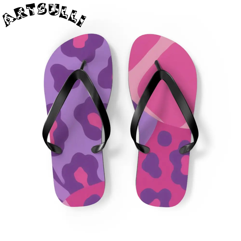 Purple and Pink Abstract Flip Flops, Artsulli - Art is Long, Life is Short, Shoes, Size, M, Color, Black sole, , , 22158656273663816569