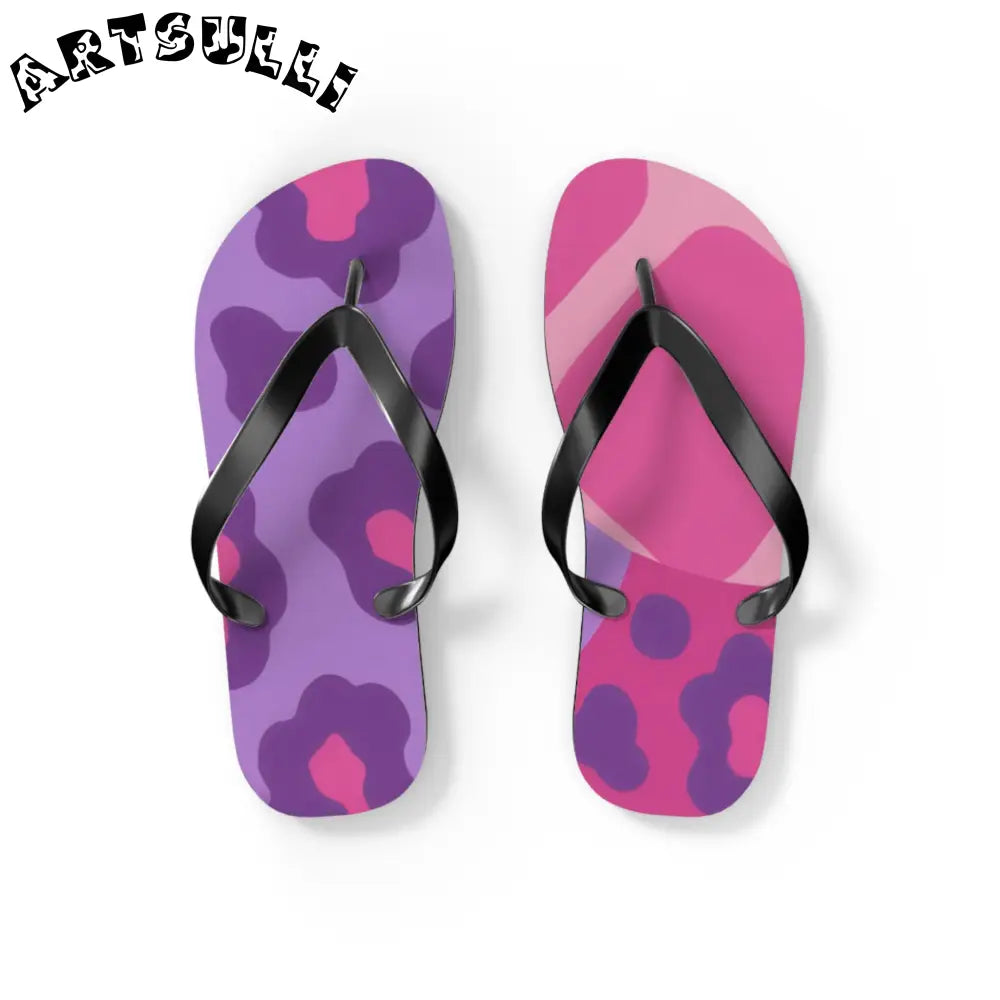 Purple and Pink Abstract Flip Flops, Artsulli - Art is Long, Life is Short, Shoes, Size, S, Color, Black sole, , , 76573622802097252109