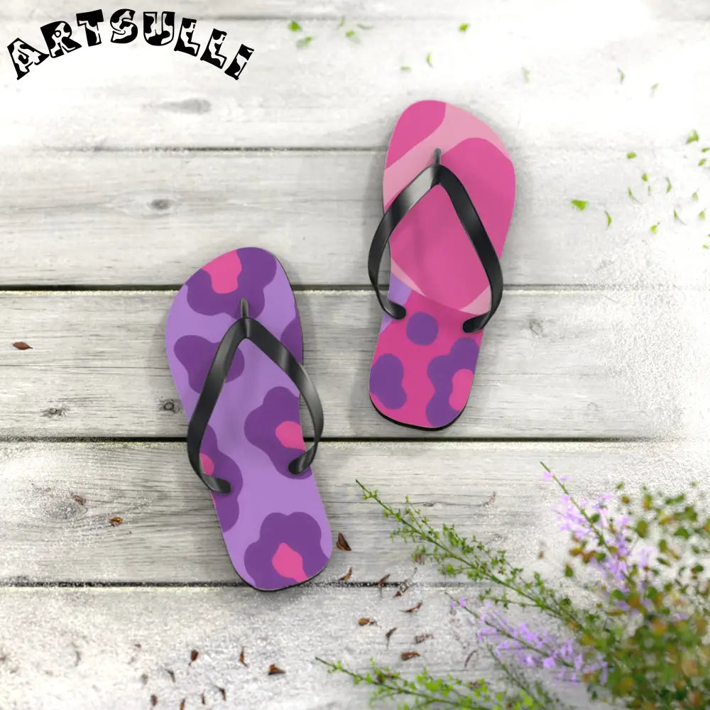 Purple and Pink Abstract Flip Flops, Artsulli - Art is Long, Life is Short, Shoes, , , , , , , 