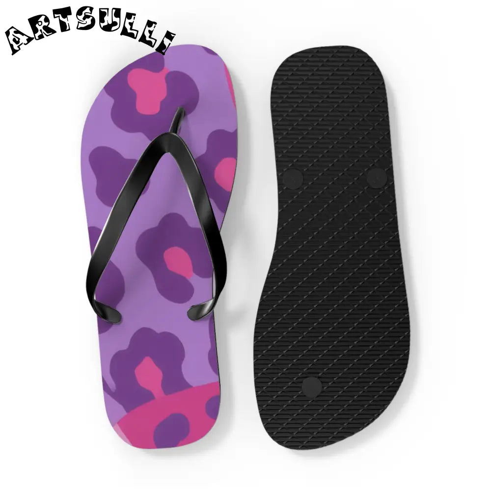 Purple and Pink Abstract Flip Flops, Artsulli - Art is Long, Life is Short, Shoes, , , , , , , 