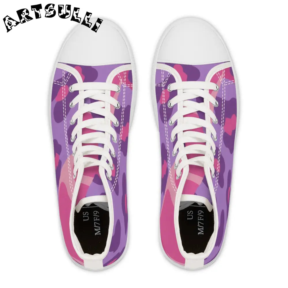 Purple and Pink Camo High-Top Sneakers, Artsulli - Art is Long, Life is Short, Shoes, , , , , , , 