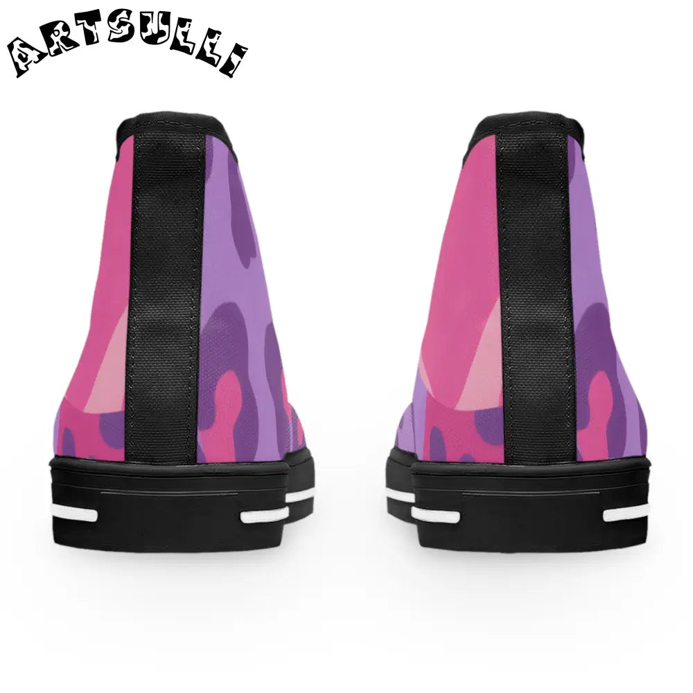 Purple and Pink Camo High-Top Sneakers, Artsulli - Art is Long, Life is Short, Shoes, , , , , , , 