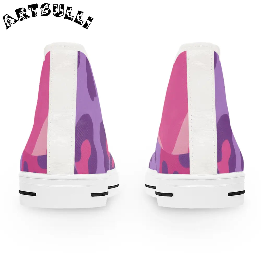 Purple and Pink Camo High-Top Sneakers, Artsulli - Art is Long, Life is Short, Shoes, , , , , , , 
