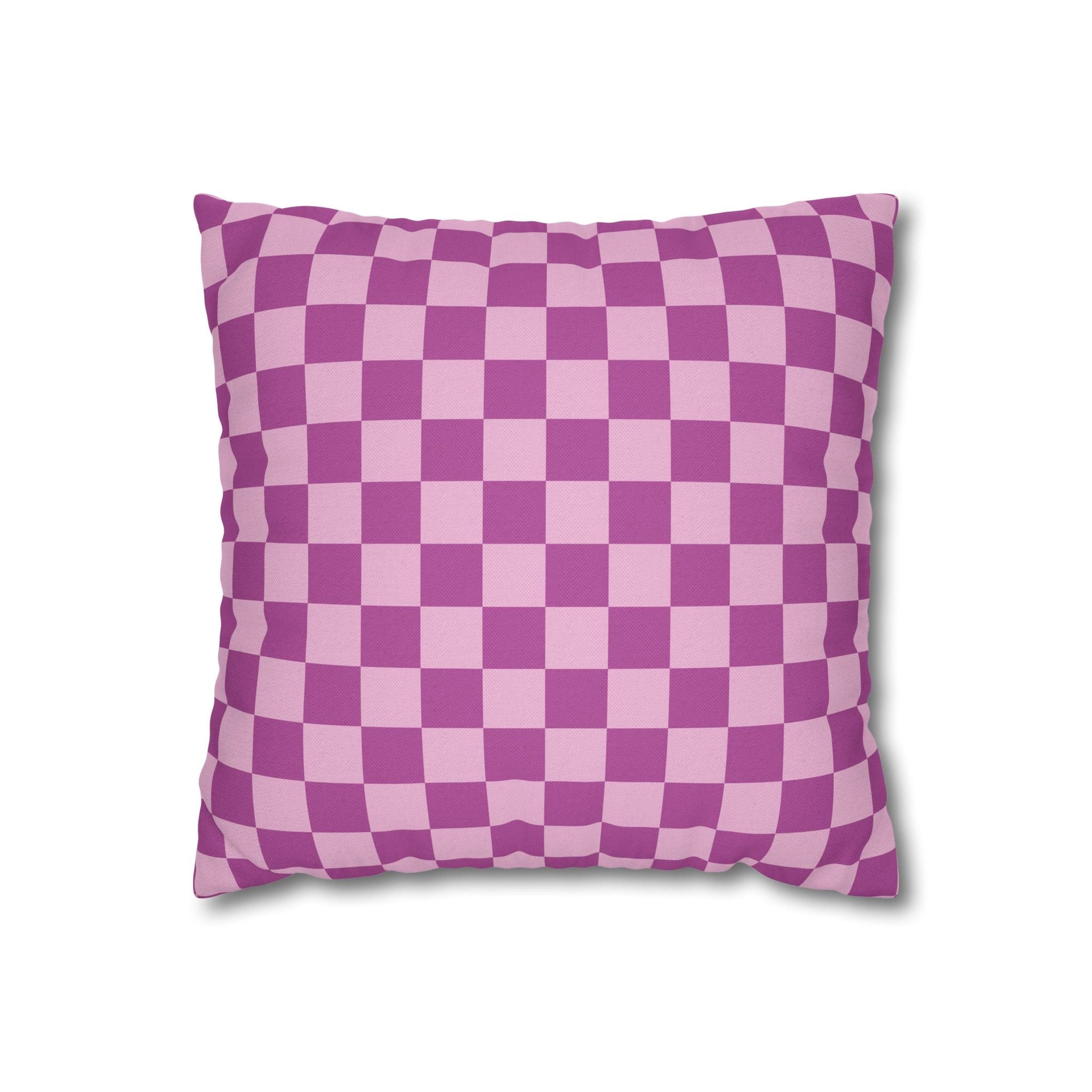 Purple and Pink Checkered Throw Pillow, Artsulli - Art is Long, Life is Short, Home Decor, Size, 14" × 14", , , , , 23181724433118235539