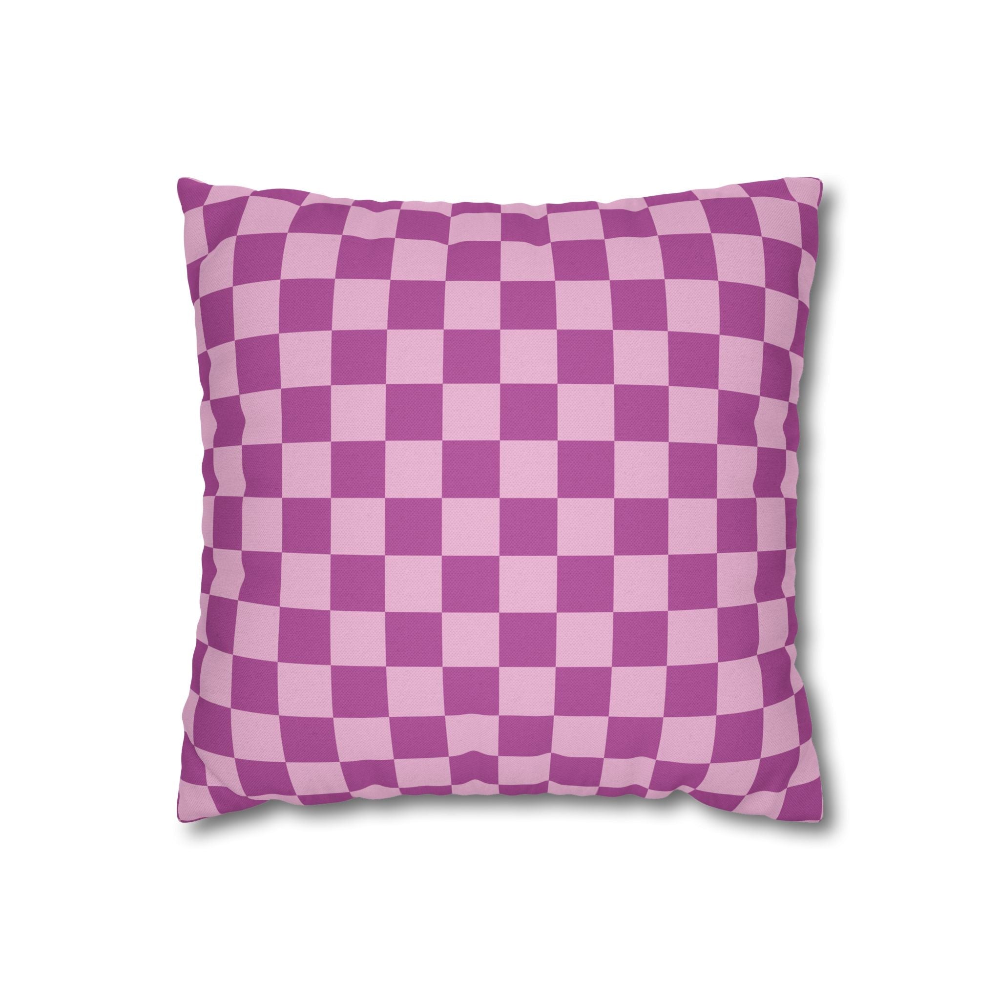Purple and Pink Checkered Throw Pillow, Artsulli - Art is Long, Life is Short, Home Decor, Size, 14" × 14", , , , , 23181724433118235539