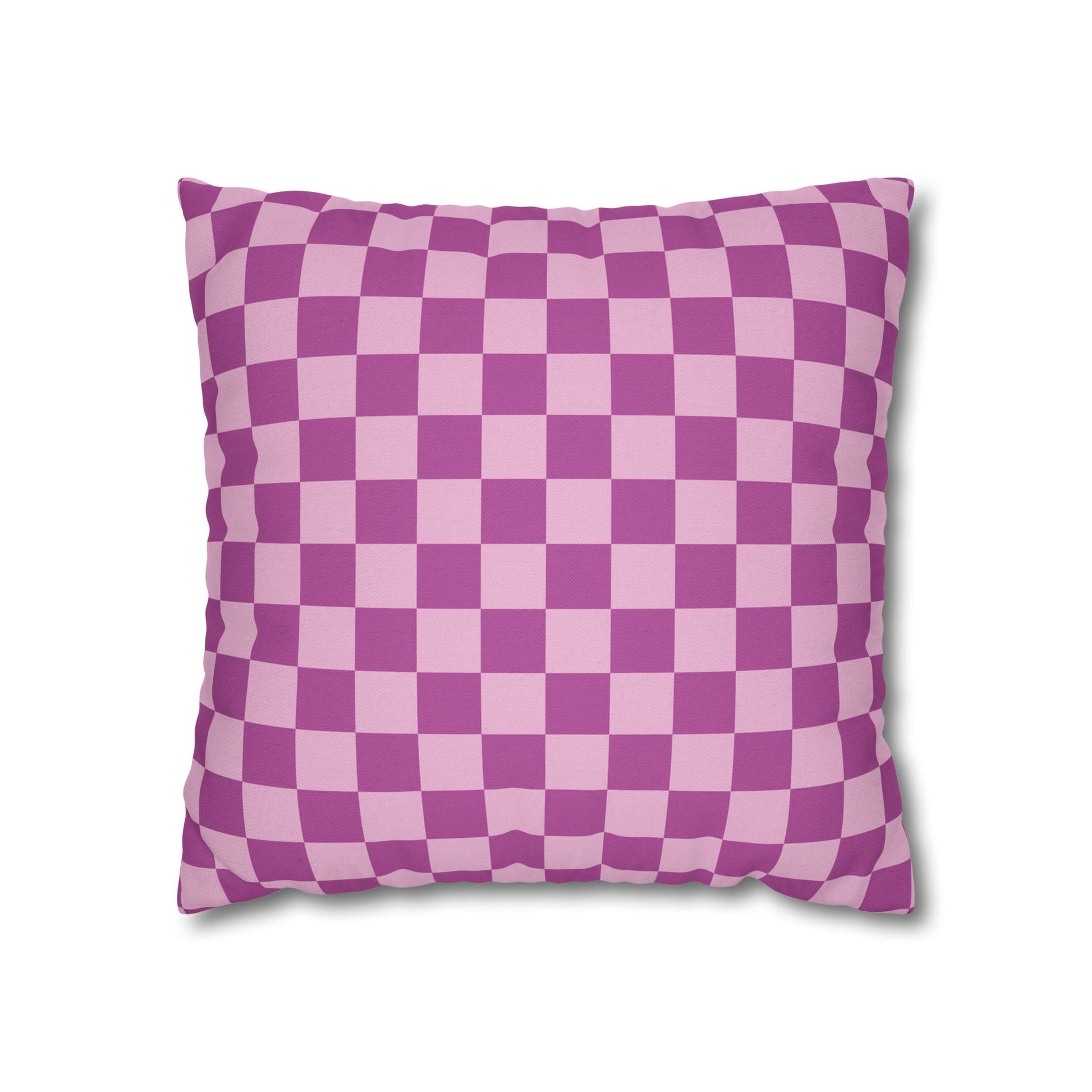 Purple and Pink Checkered Throw Pillow, Artsulli - Art is Long, Life is Short, Home Decor, Size, 16" × 16", , , , , 29223378106937175024