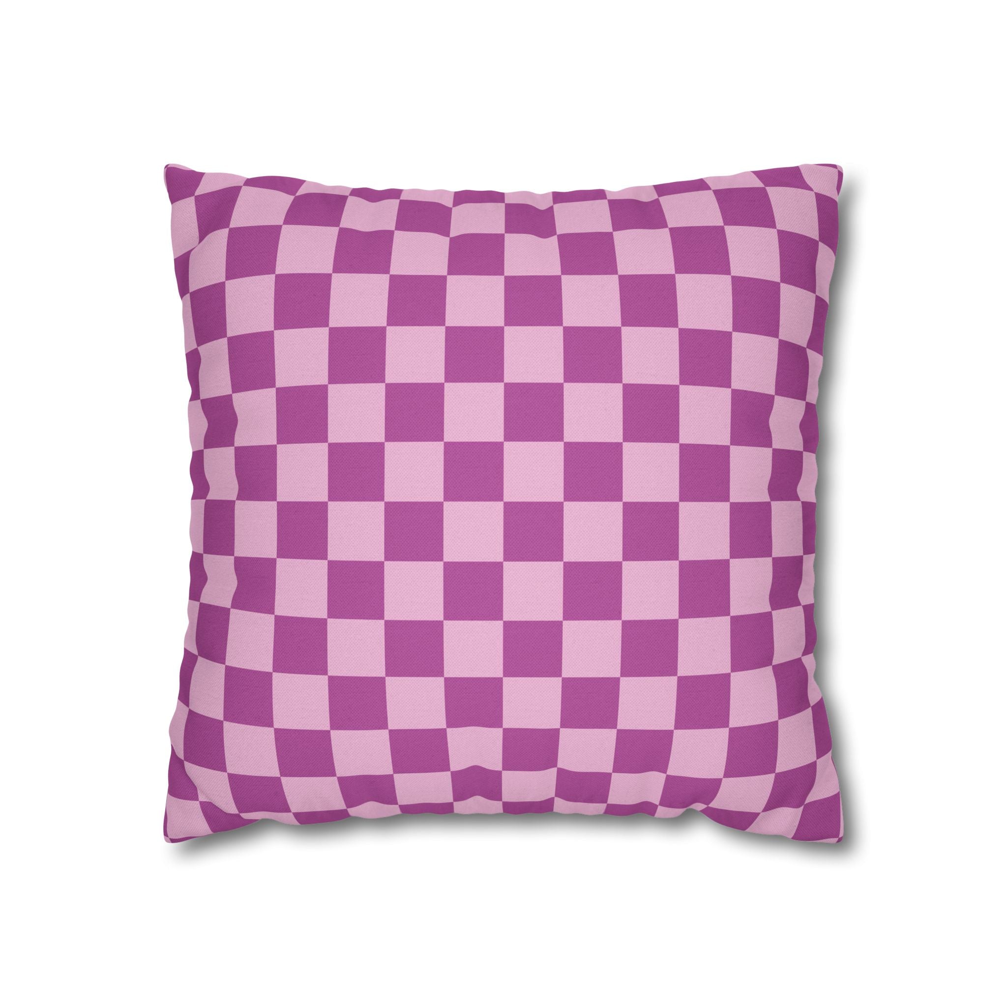 Purple and Pink Checkered Throw Pillow, Artsulli - Art is Long, Life is Short, Home Decor, Size, 16" × 16", , , , , 29223378106937175024