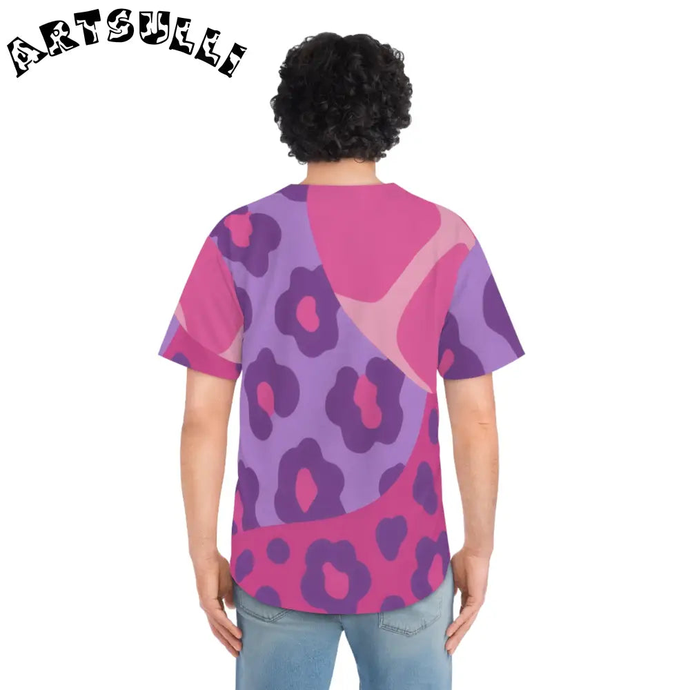 Purple and Pink Leopard Print Baseball Jersey, Artsulli - Art is Long, Life is Short, All Over Prints, , , , , , , 