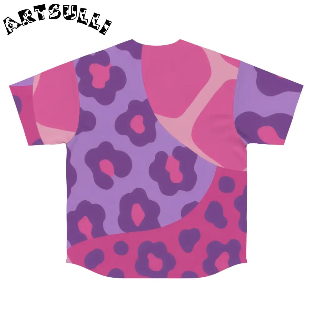 Purple and Pink Leopard Print Baseball Jersey, Artsulli - Art is Long, Life is Short, All Over Prints, , , , , , , 