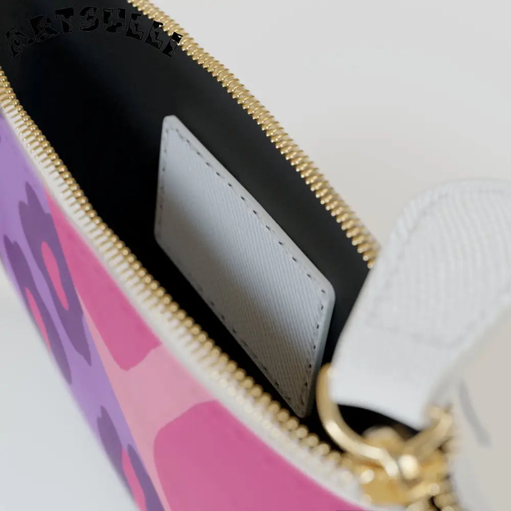 Purple and Pink Leopard Print Clutch Bag, Artsulli - Art is Long, Life is Short, Bags, , , , , , , 
