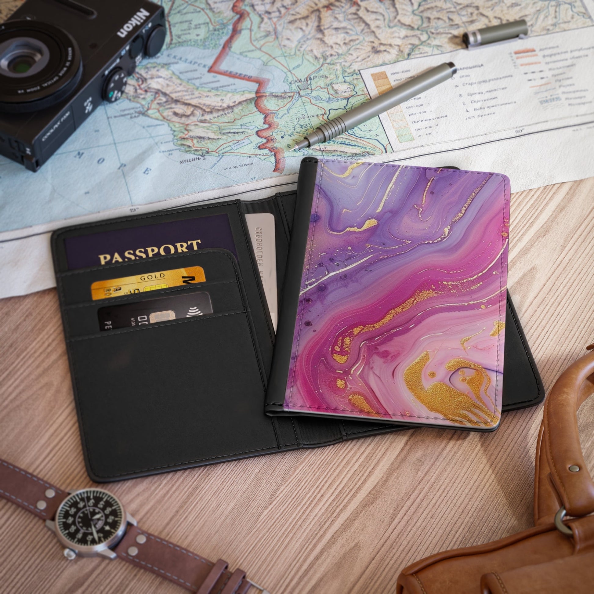 Purple and Pink Marble Passport Cover, Artsulli - Art is Long, Life is Short, Accessories, , , , , , , 