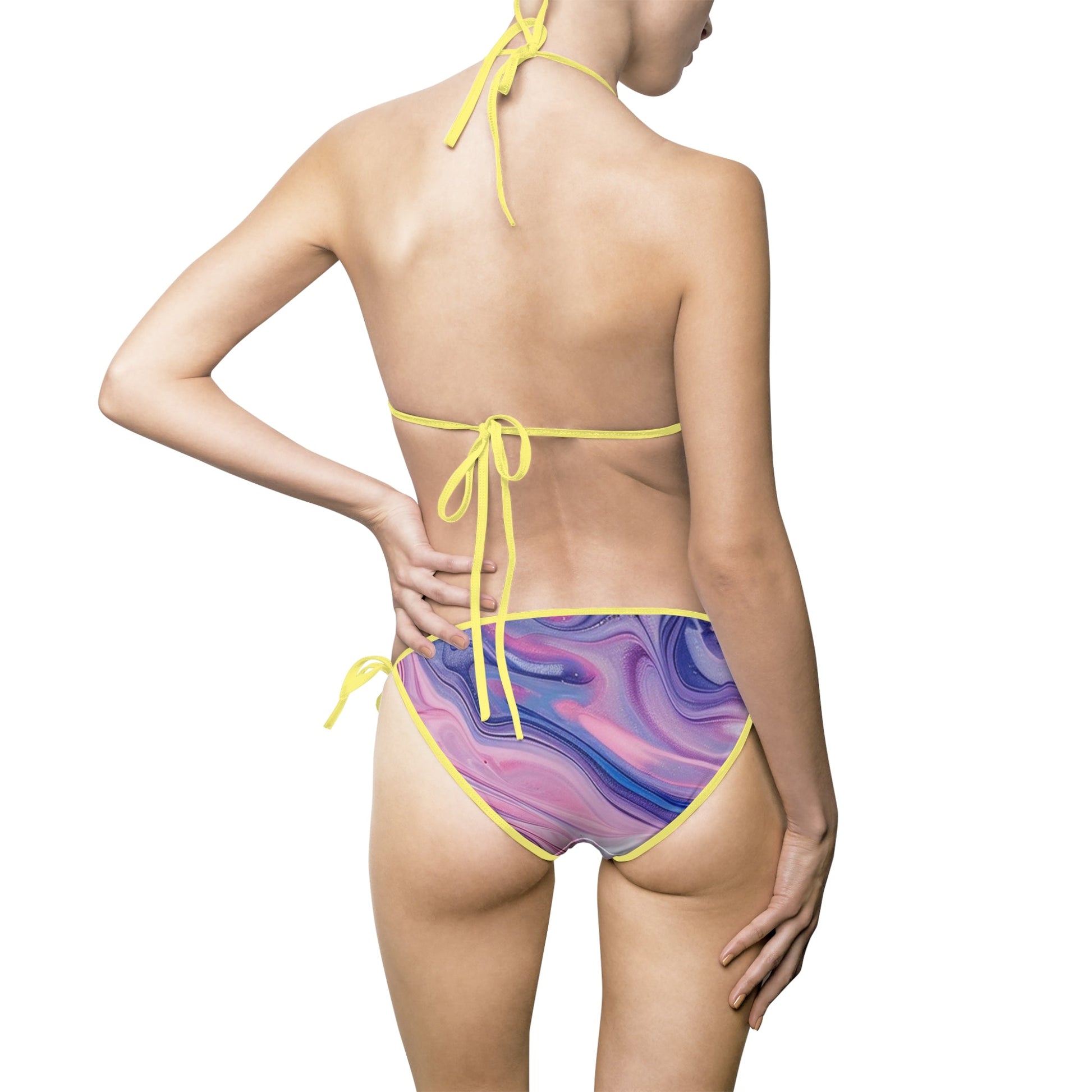 Printify Purple and Pink Marble String Bikini Swimsuit 2025